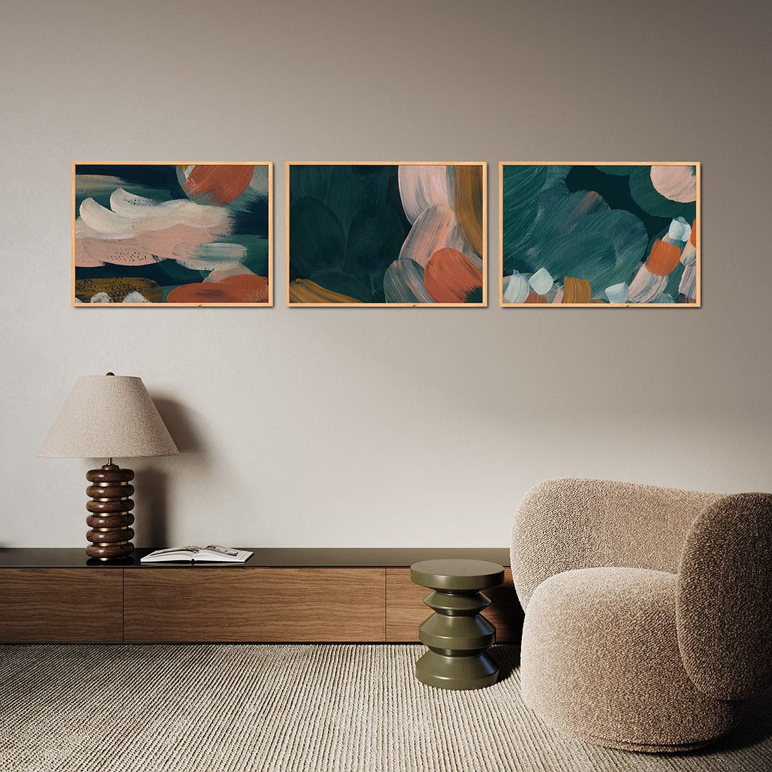 Kleurige borstelstreken Posterset
