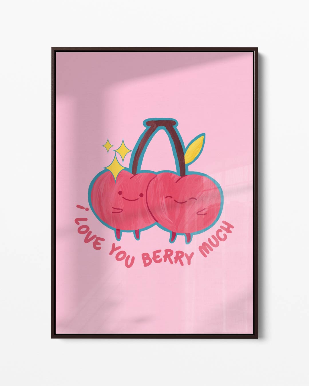 Liefdevolle Kersen Illustratie Kunstwerk-canvas-dibond-plexiglas-wanddecoratie-WallArtistic