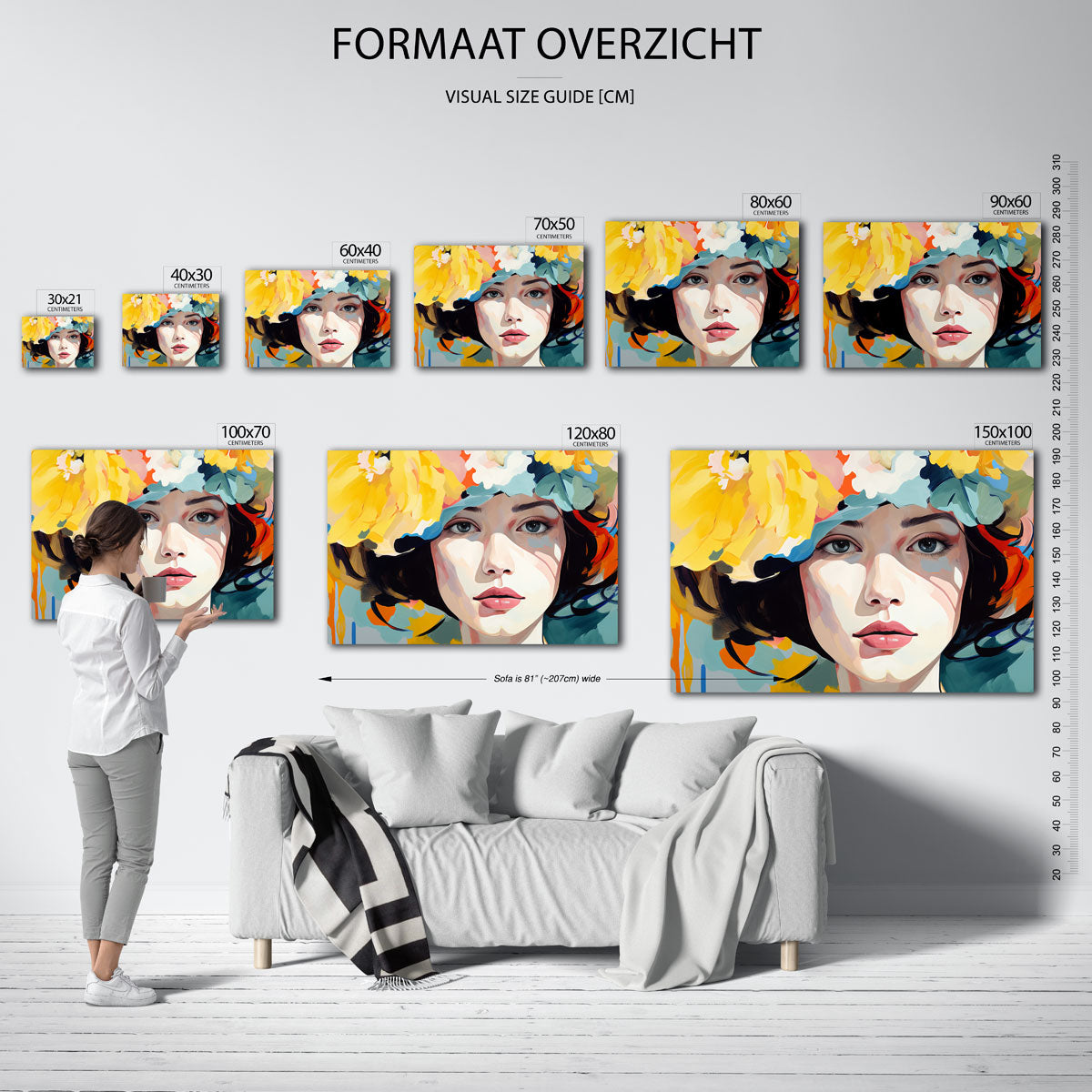 Vrouw met bloemenhoed Poster
