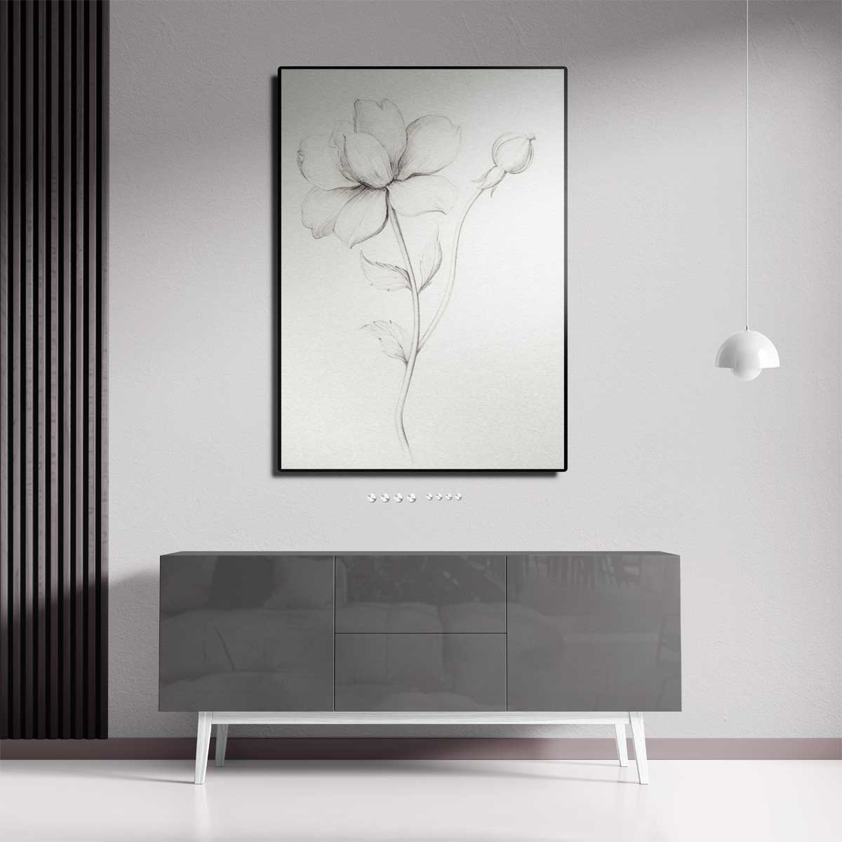 Elegante Bloemen Schets Kunstwerk-canvas-dibond-plexiglas-wanddecoratie-WallArtistic