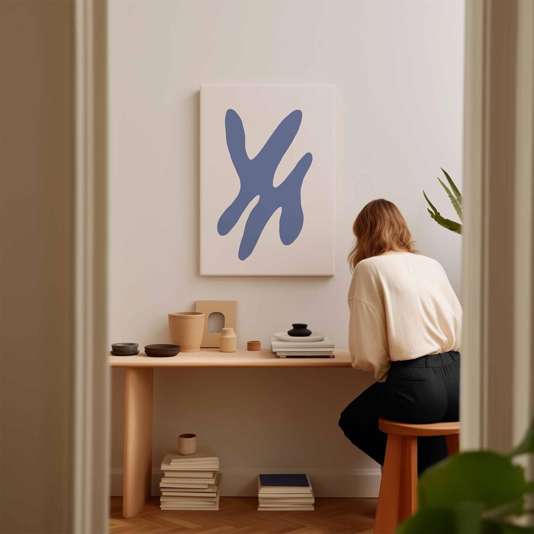 Blauwe Abstracte Vormen Kunstwerk-canvas-dibond-plexiglas-wanddecoratie-WallArtistic