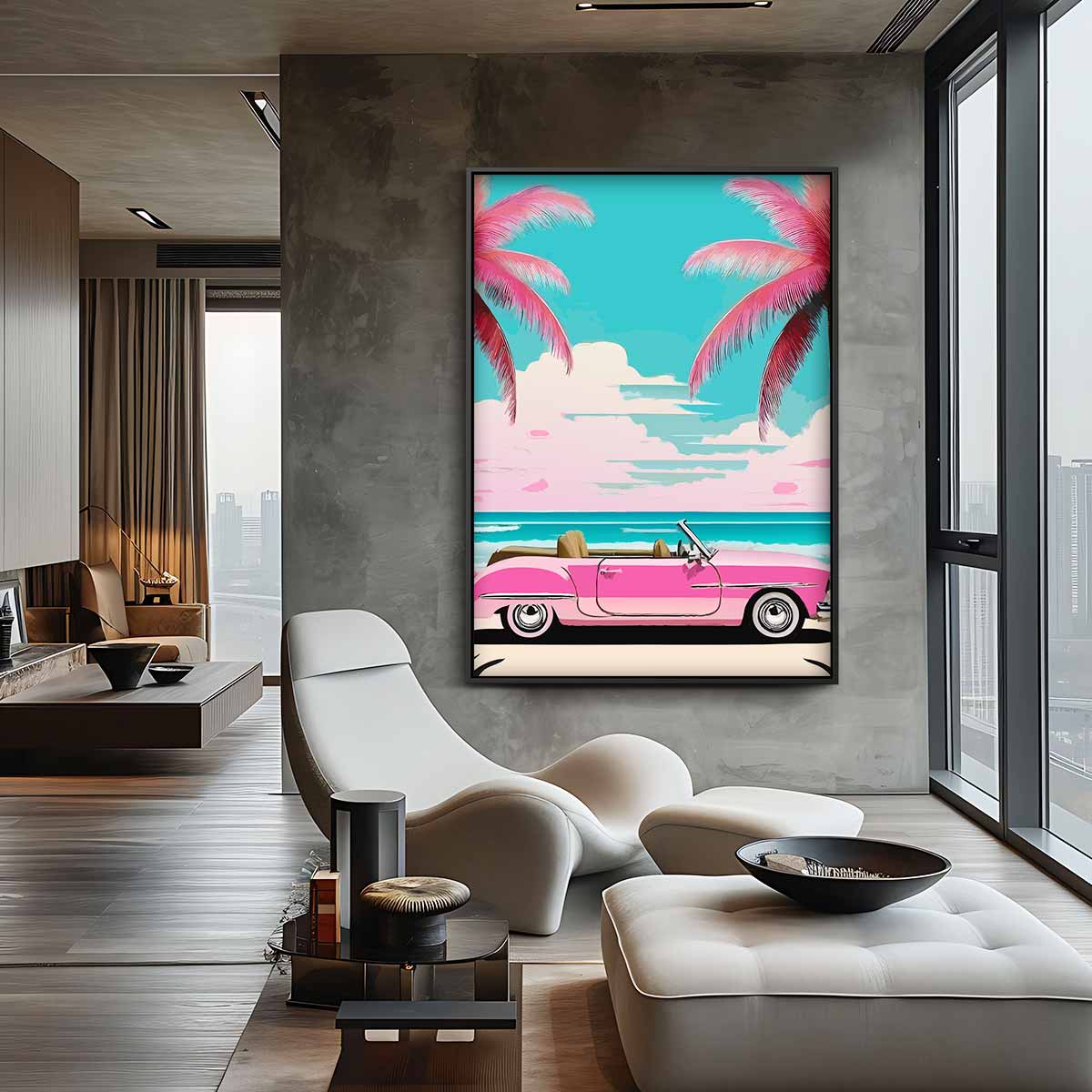 Retro Stranddagen Kunstwerk-canvas-dibond-plexiglas-wanddecoratie-WallArtistic