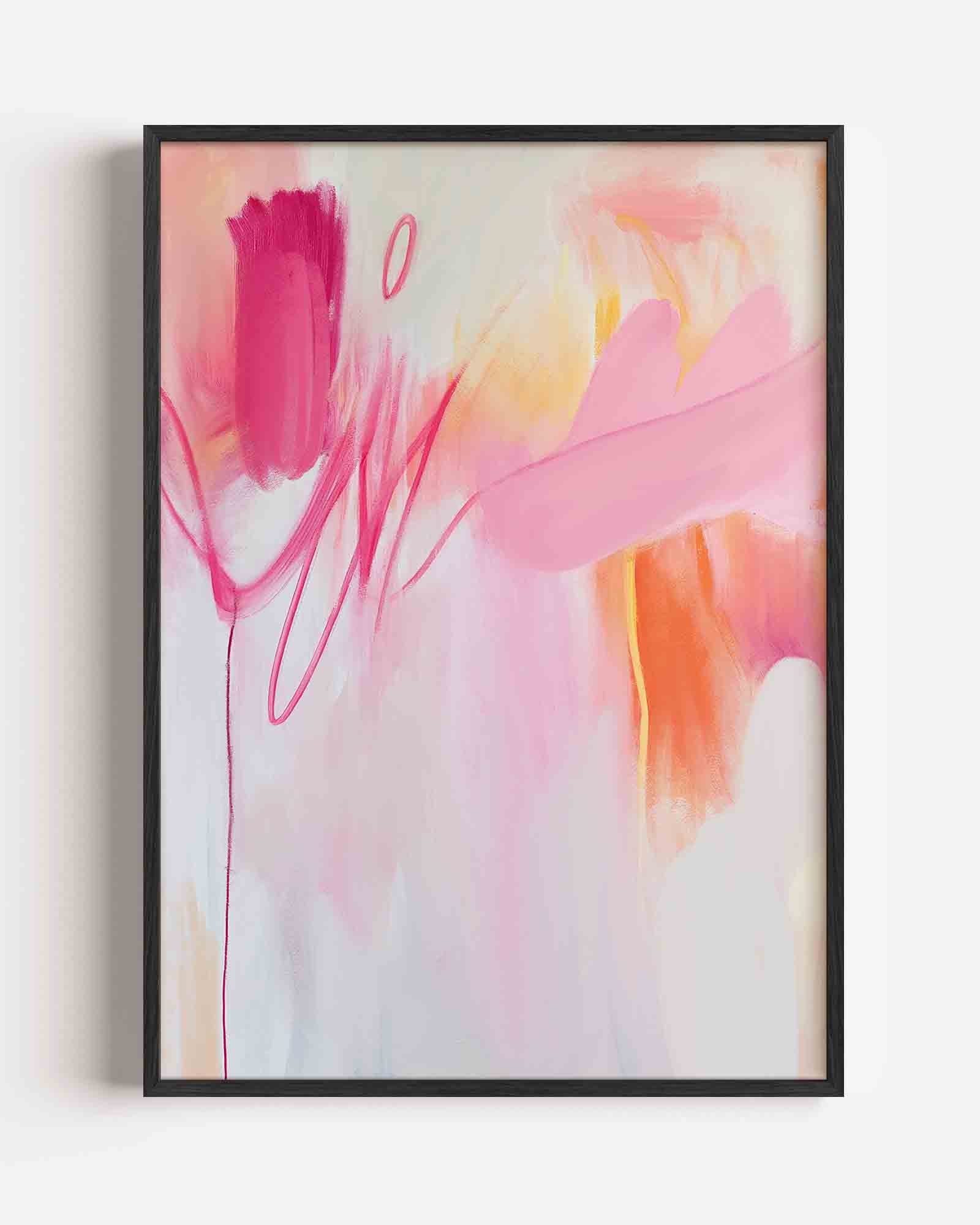 Abstracte roze en oranje vormen Poster