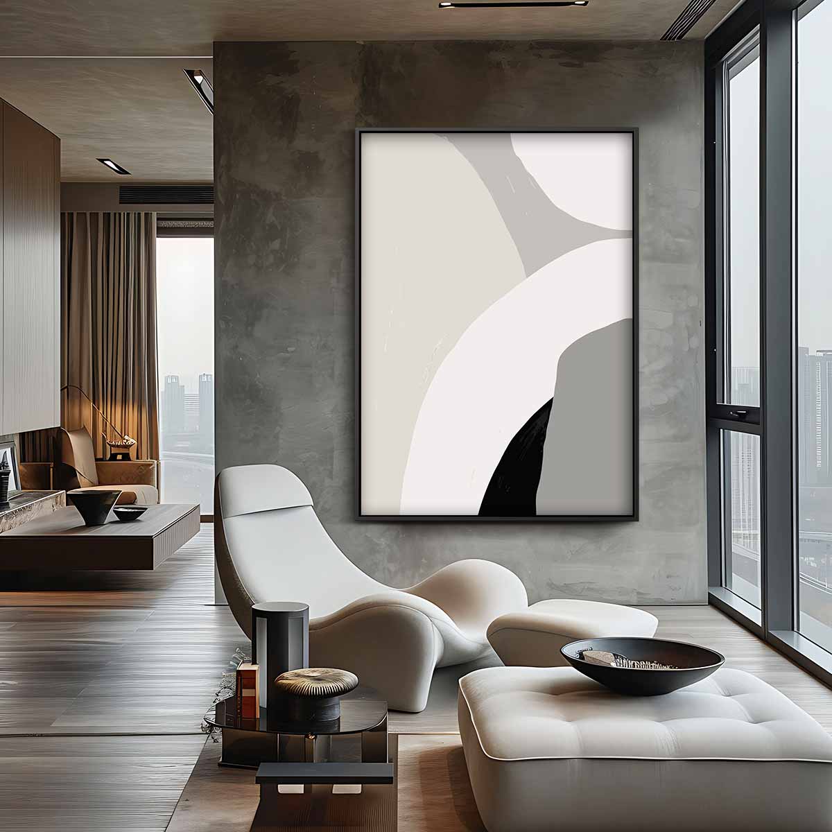 Zacht Aardetinten Abstract Kunstwerk-canvas-dibond-plexiglas-wanddecoratie-WallArtistic
