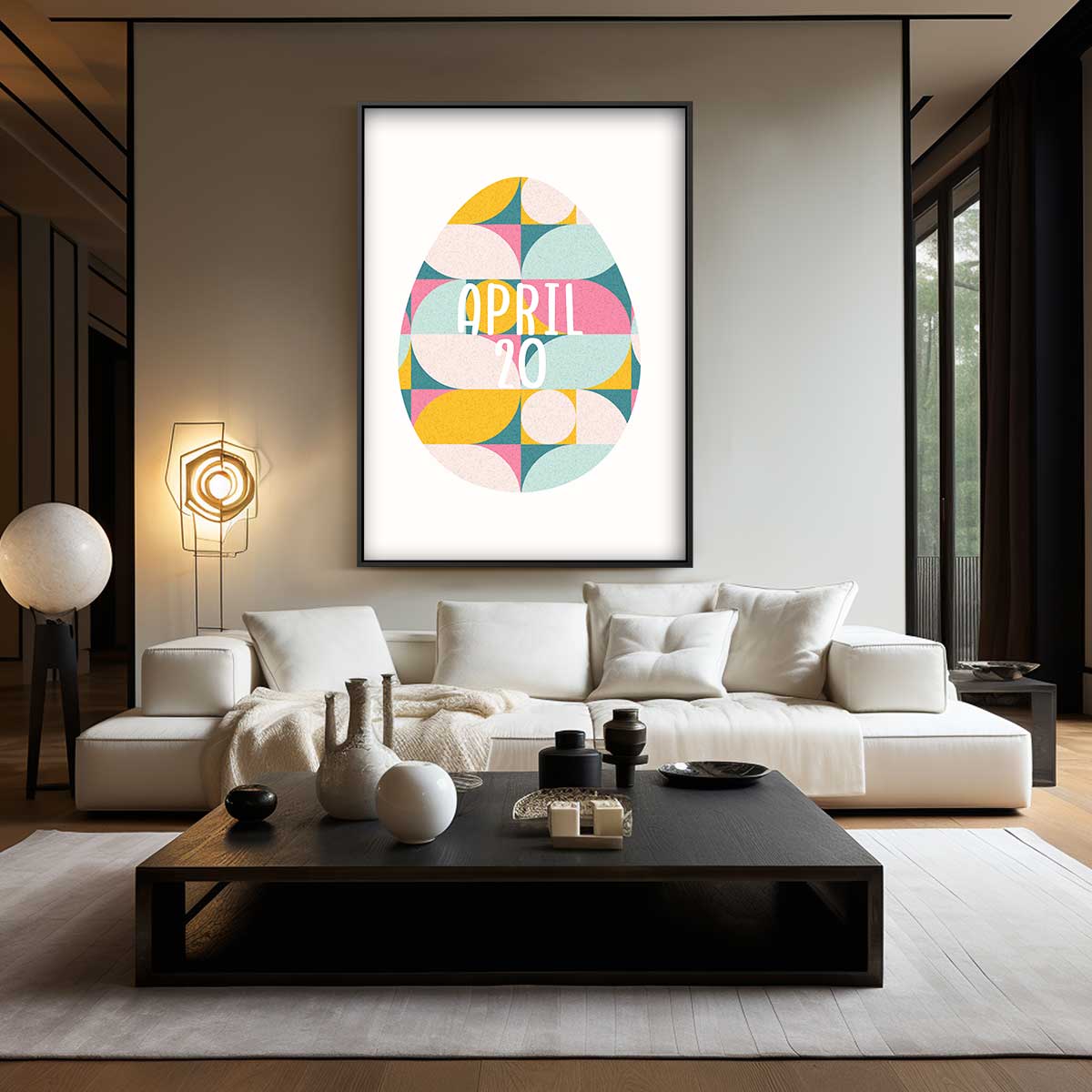Retro Geometrisch Eierkunstwerk Kunstwerk-canvas-dibond-plexiglas-wanddecoratie-WallArtistic