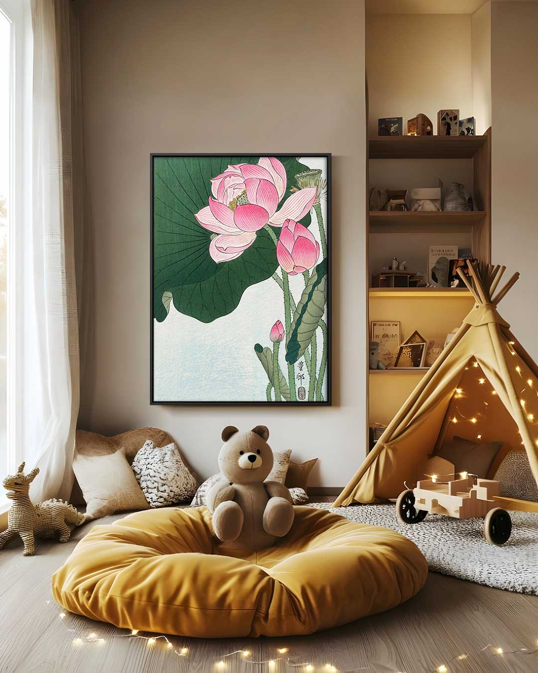 Vrolijke Lotus Droom Kunstwerk-canvas-dibond-plexiglas-wanddecoratie-WallArtistic