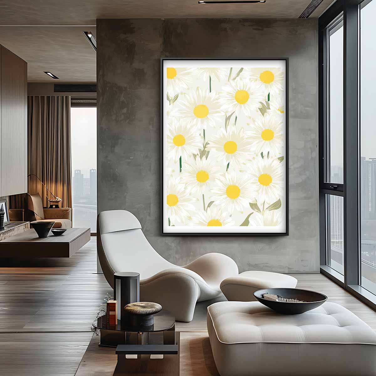 Frisse Madeliefjes Print Kunstwerk-canvas-dibond-plexiglas-wanddecoratie-WallArtistic