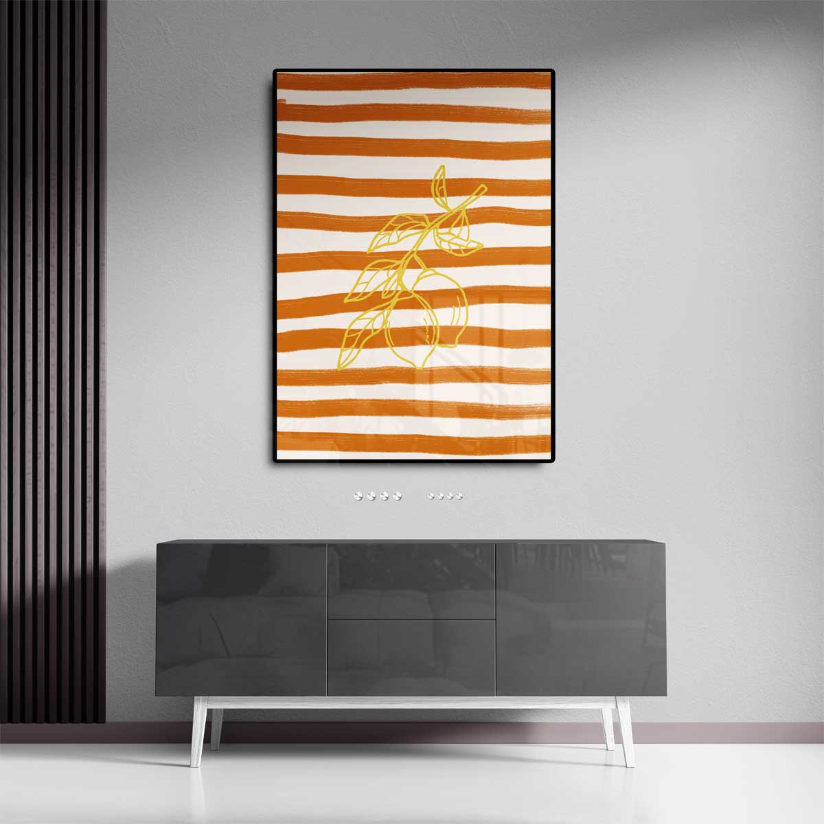 Zonnige Citroen Strepen Kunstwerk-canvas-dibond-plexiglas-wanddecoratie-WallArtistic