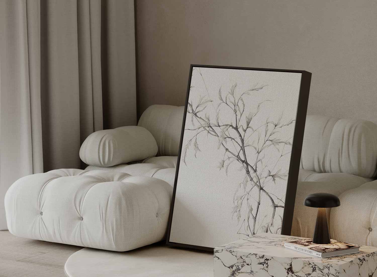 Elegante Lijntekening van Klimplant Kunstwerk-canvas-dibond-plexiglas-wanddecoratie-WallArtistic