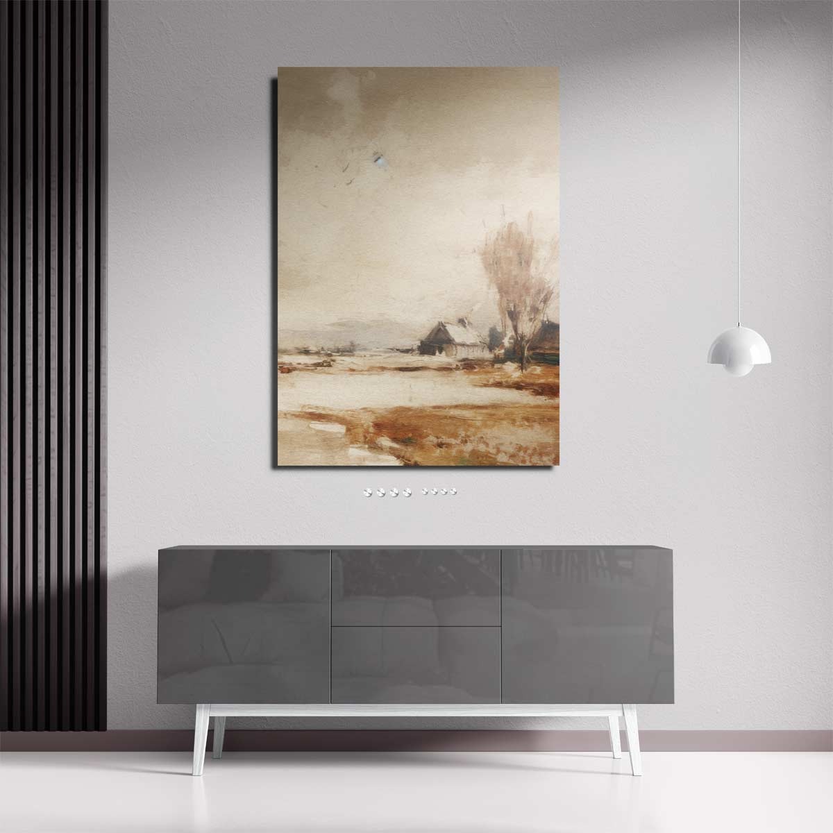 Winterlandschap met Boerderij Kunstwerk-canvas-dibond-plexiglas-wanddecoratie-WallArtistic