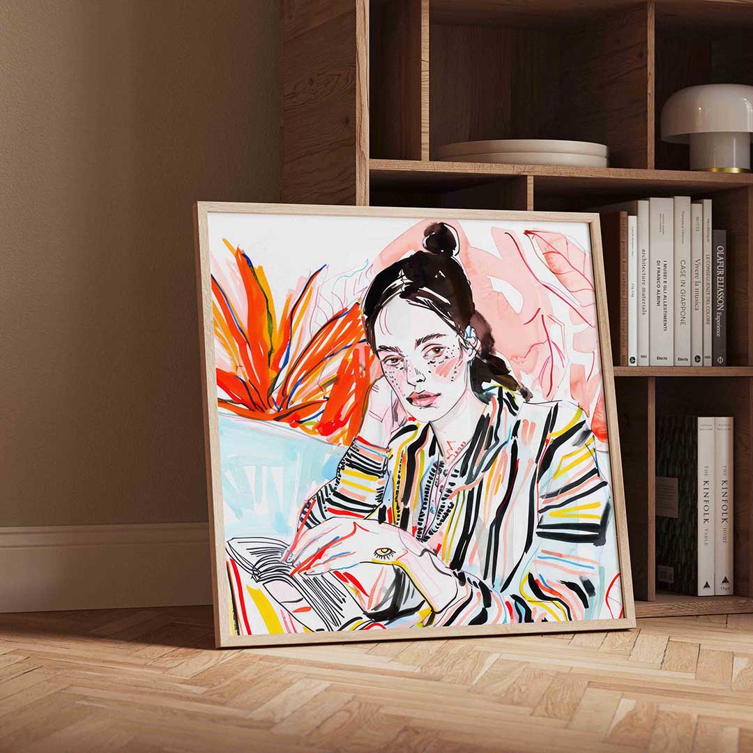 Vrouw met boek Poster