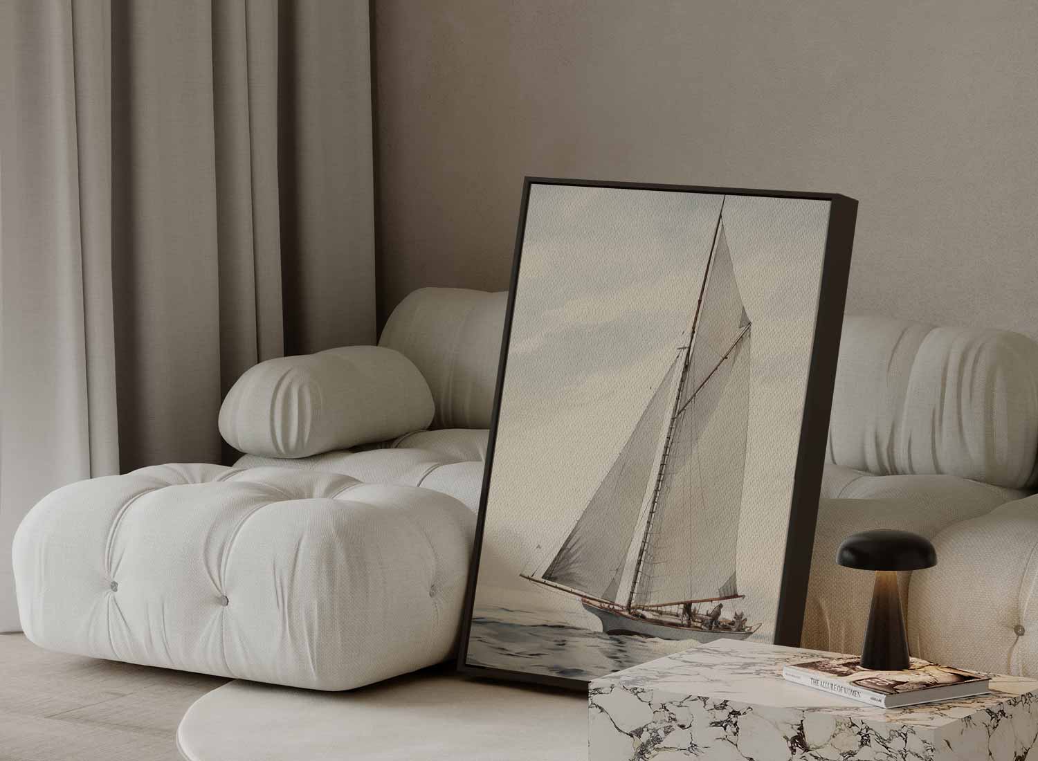Zeilavontuur op open water Kunstwerk-canvas-dibond-plexiglas-wanddecoratie-WallArtistic