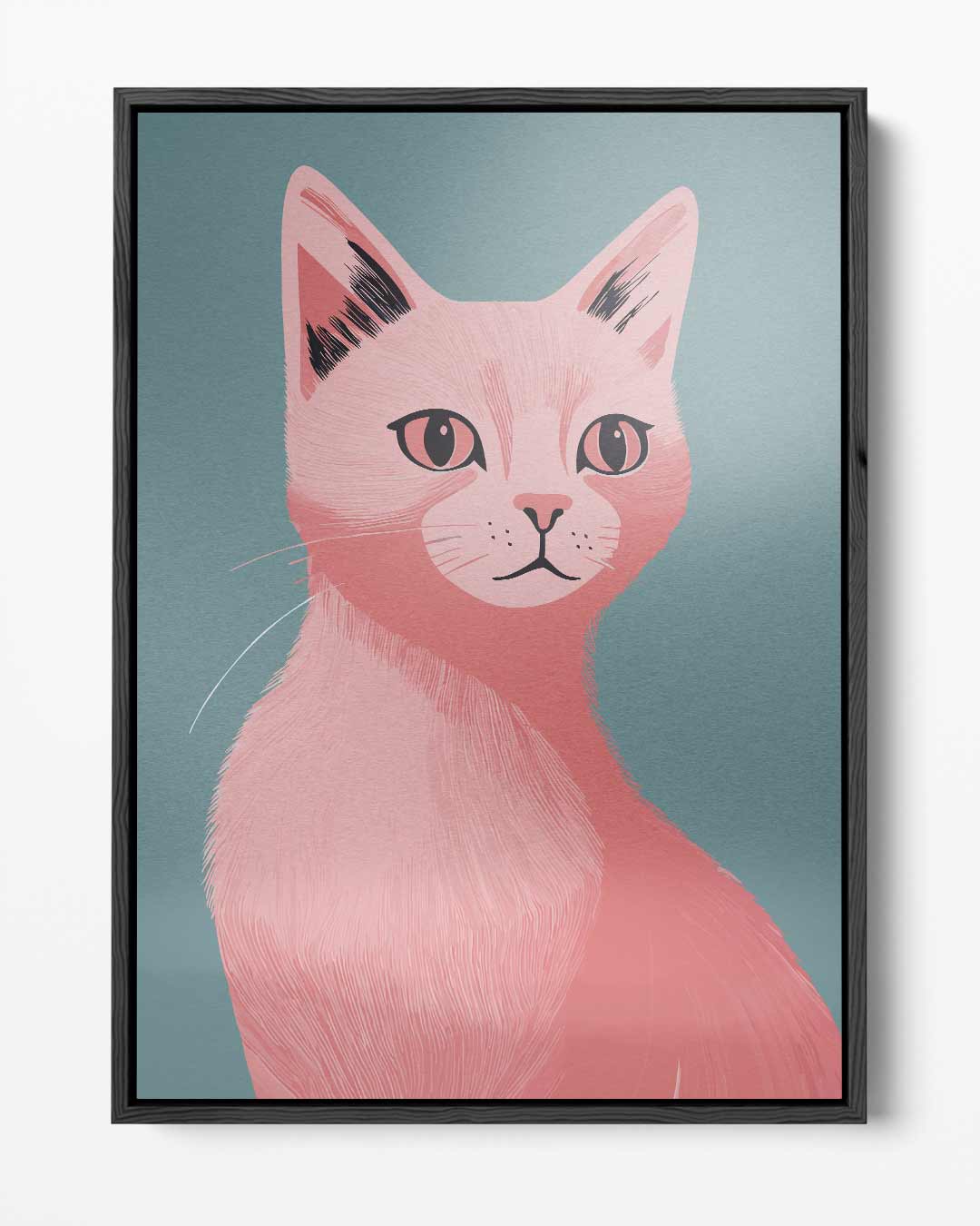 Dromerige Roze Kat Kunstwerk-canvas-dibond-plexiglas-wanddecoratie-WallArtistic