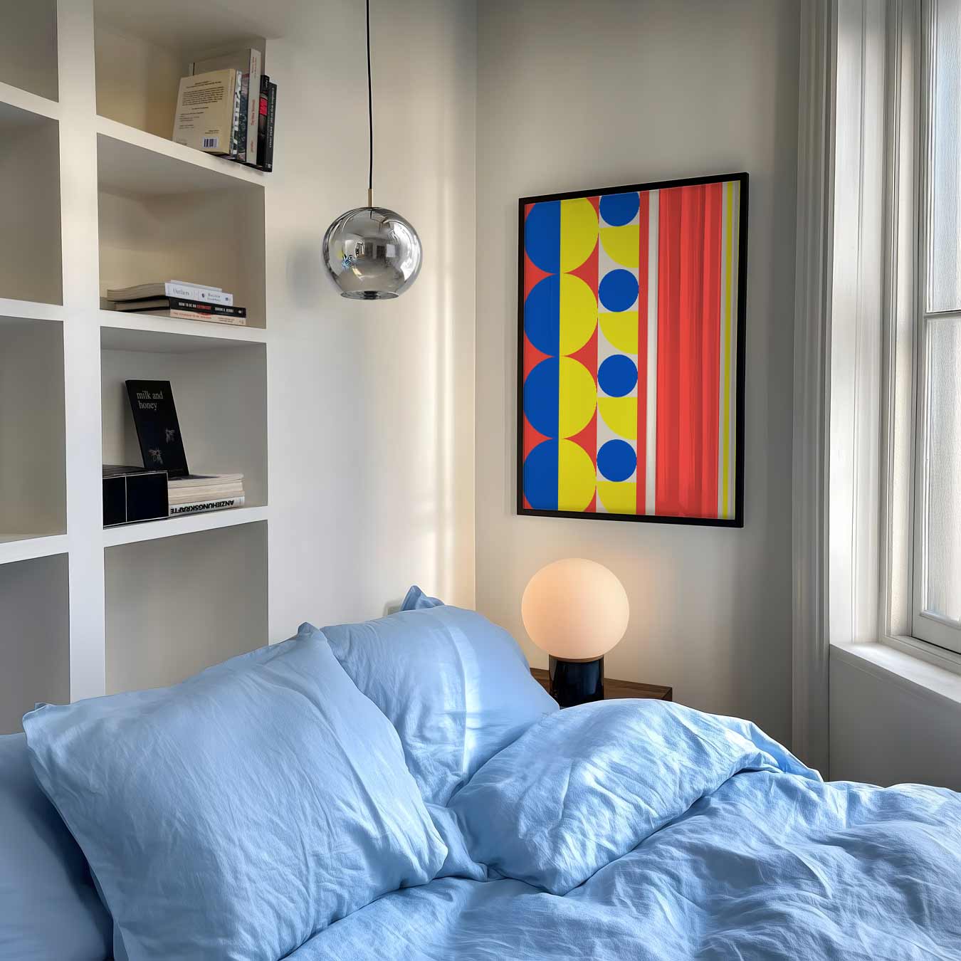 Kleurrijke Geometrische Cirkel- en Strepenposter