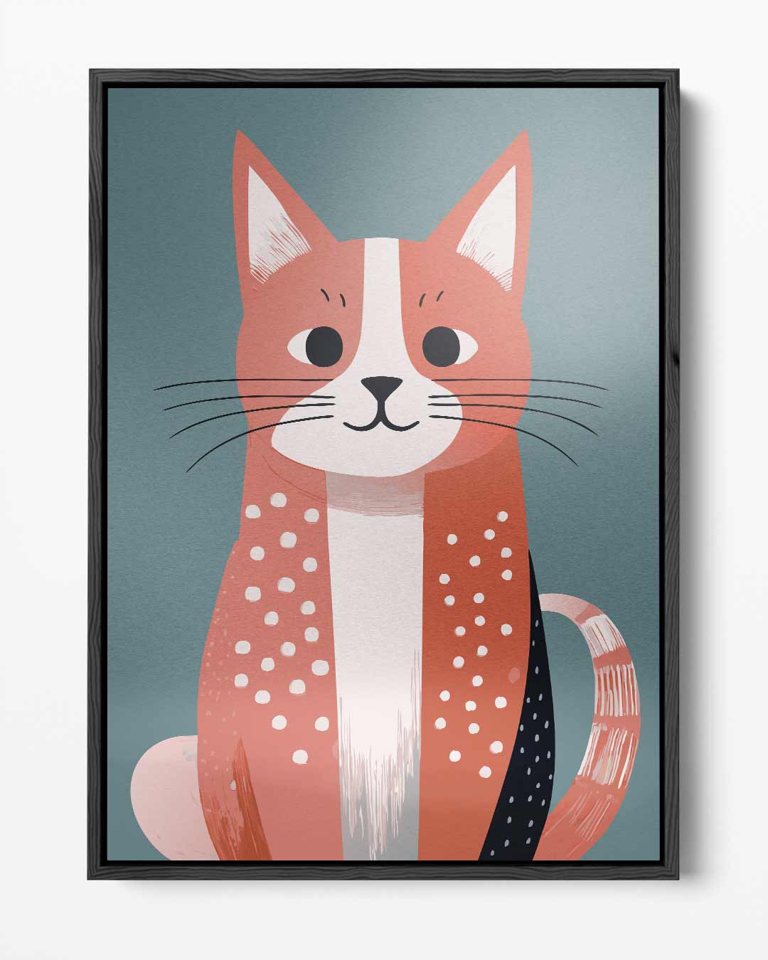 Vrolijke Kat Illustratie Kunstwerk-canvas-dibond-plexiglas-wanddecoratie-WallArtistic