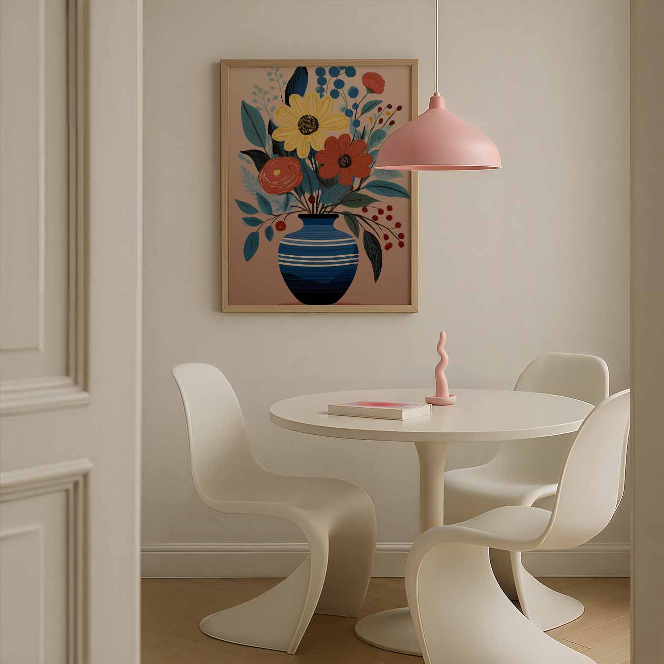 Bloemige Vaas Illustratie Poster