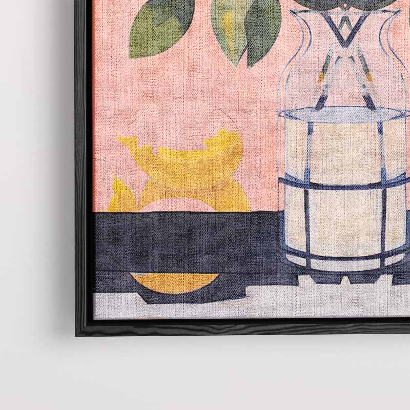 Vrolijke Vaas met Bladeren Kunstwerk-canvas-dibond-plexiglas-wanddecoratie-WallArtistic