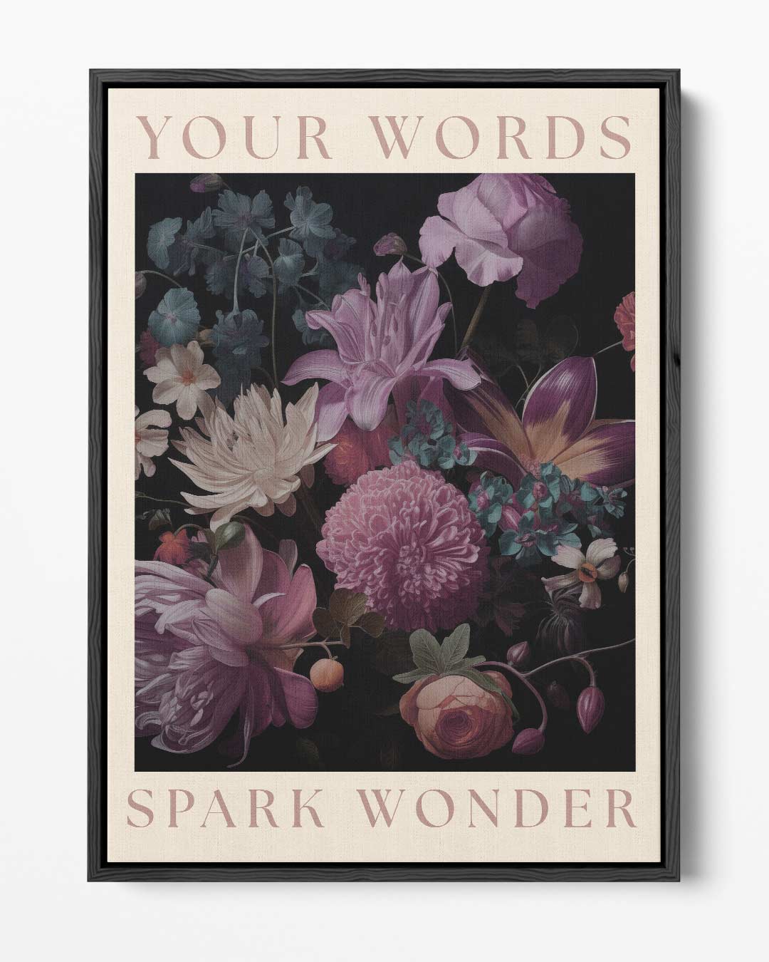 Bloemenpracht Woordenprint Kunstwerk-canvas-dibond-plexiglas-wanddecoratie-WallArtistic