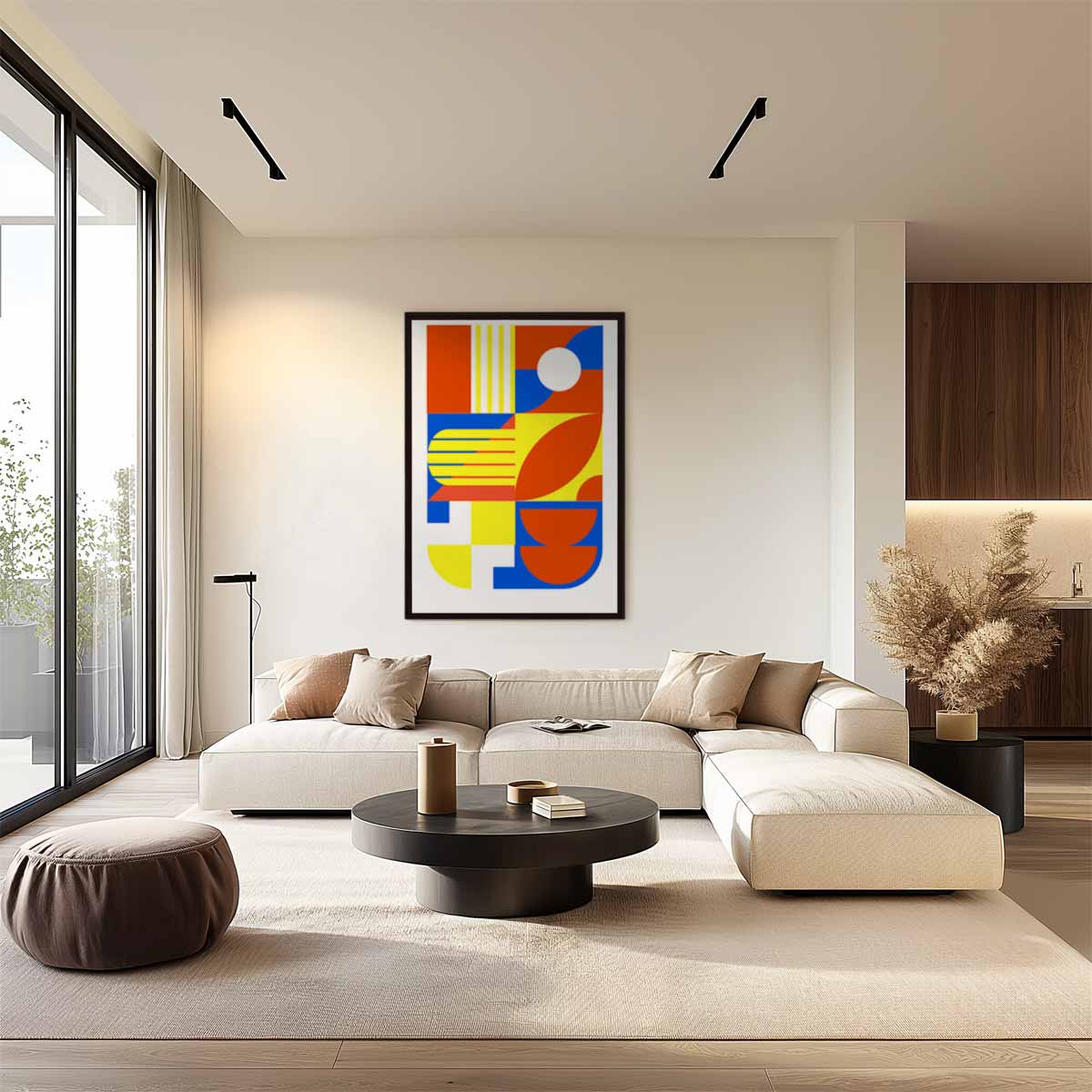 Kleurrijke abstracte compositie Kunstwerk-canvas-dibond-plexiglas-wanddecoratie-WallArtistic