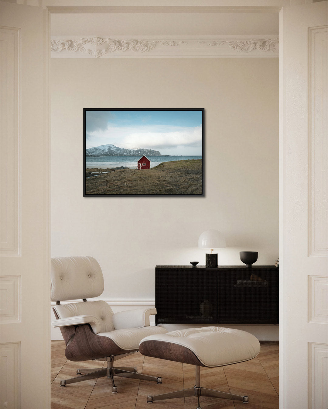 Rood huisje landschap Kunstwerk