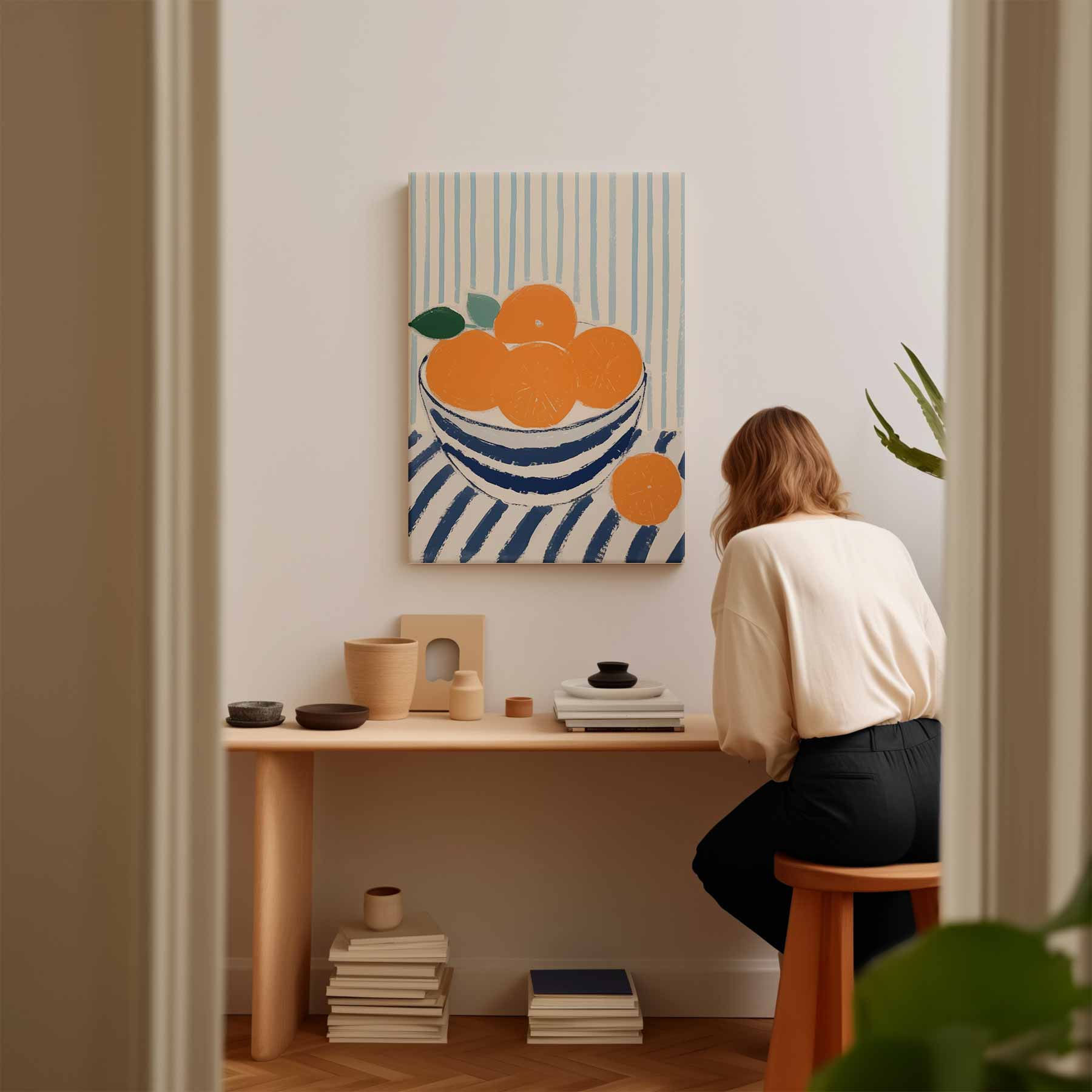 Zomers Stilleven met Mandarijnen Kunstwerk-canvas-dibond-plexiglas-wanddecoratie-WallArtistic