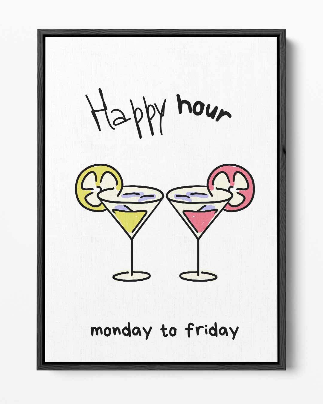 Happy Hour Illustratie Kunstwerk-canvas-dibond-plexiglas-wanddecoratie-WallArtistic