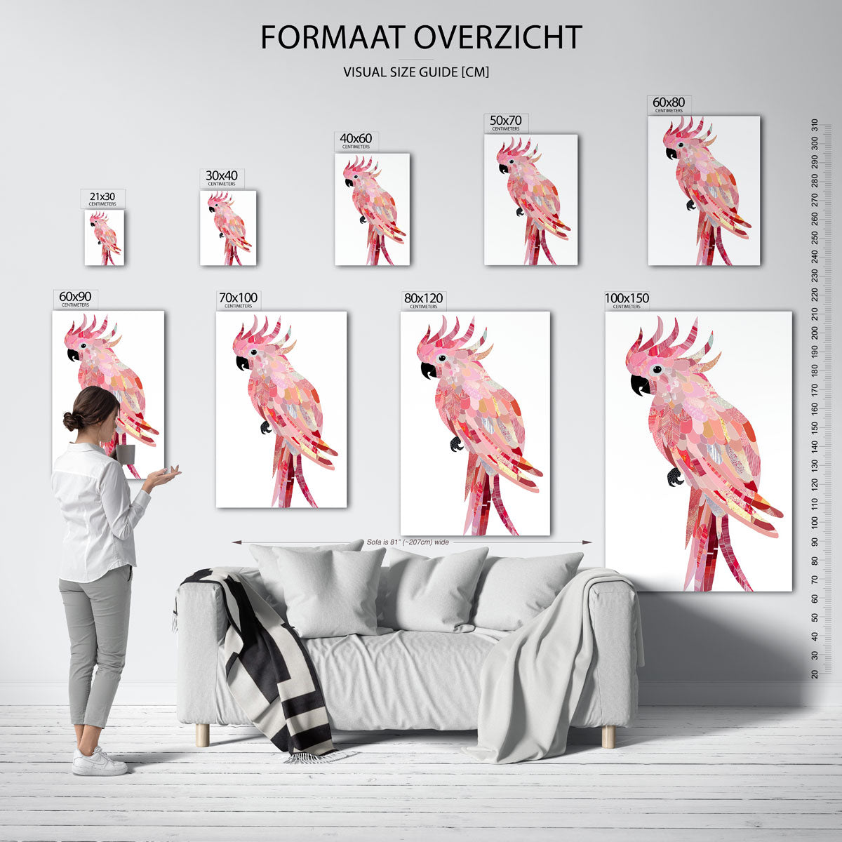 Papegaai in roze tinten Poster