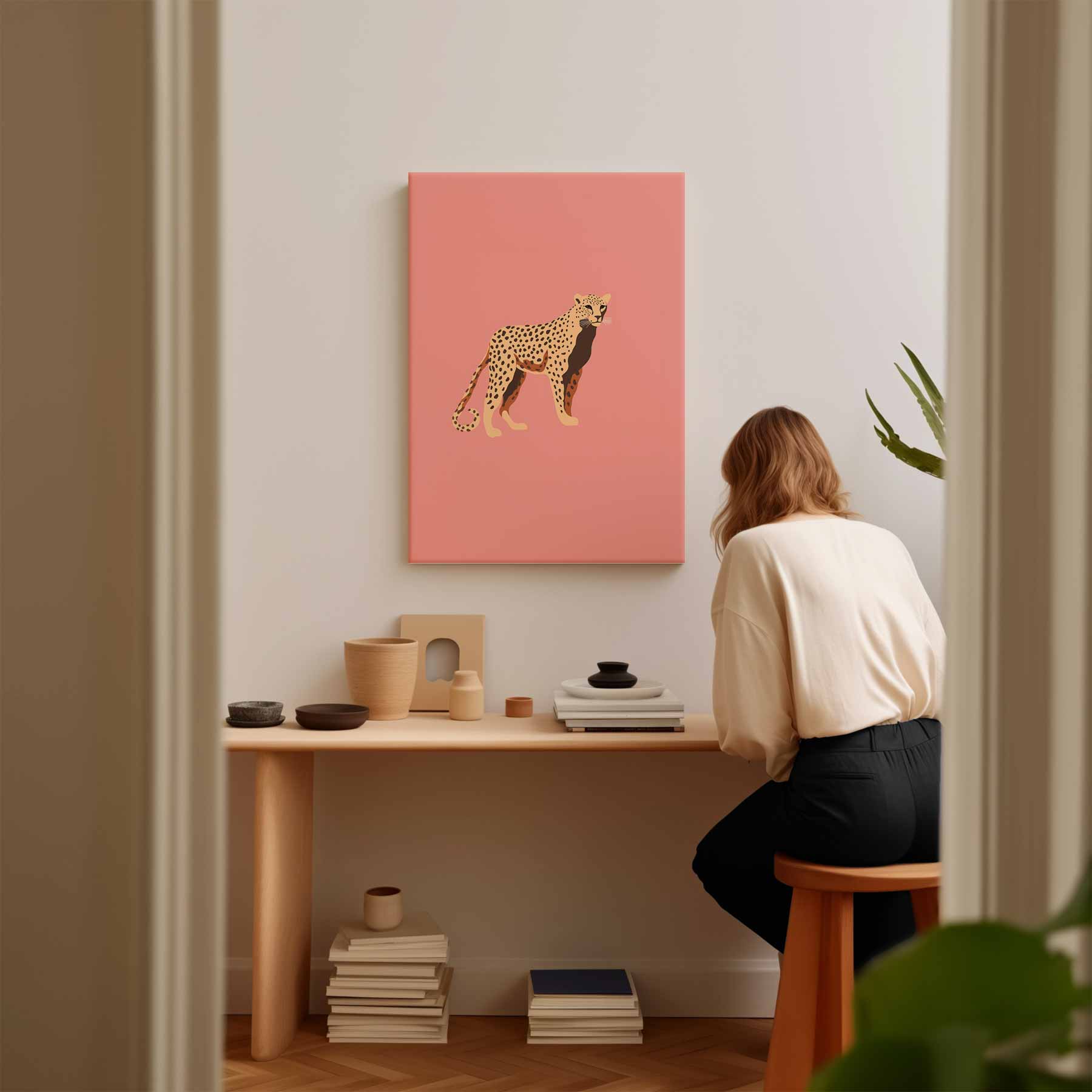 Kleurrijke Luipaard Illustratie Kunstwerk-canvas-dibond-plexiglas-wanddecoratie-WallArtistic