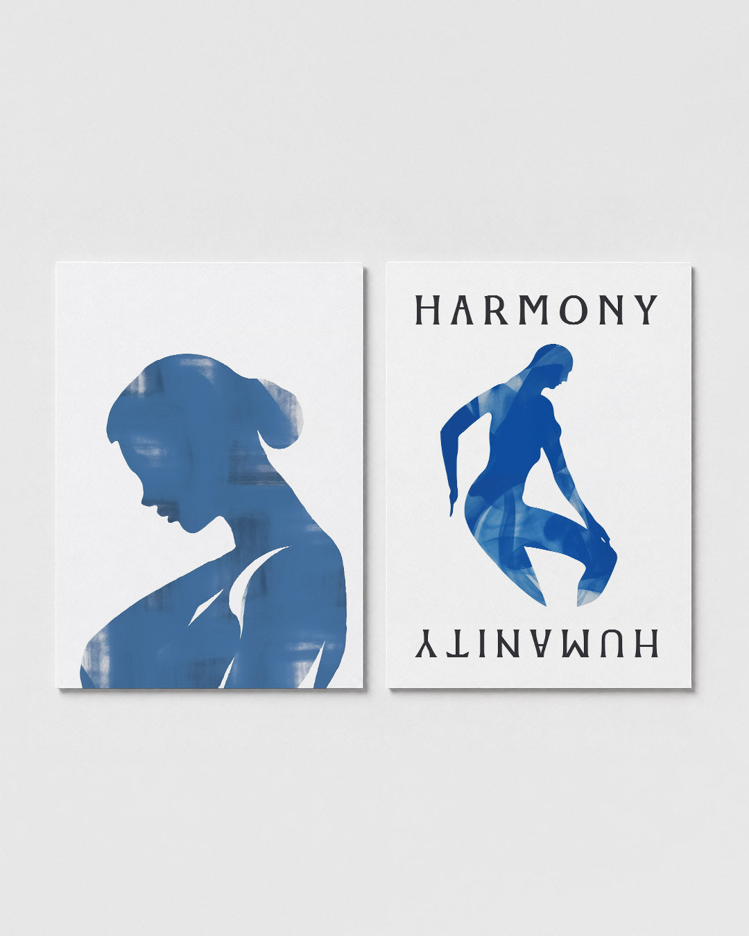 Blauwe silhouet Posterset