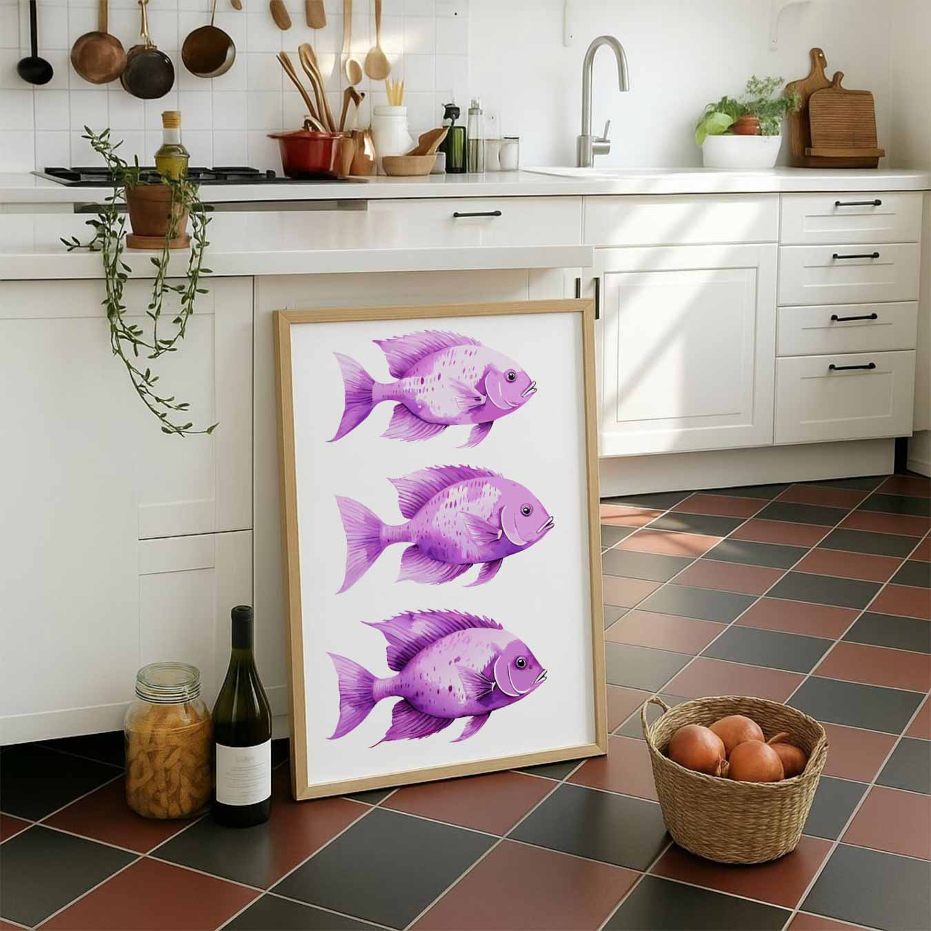 Paarse Vissen Wandkunst Poster