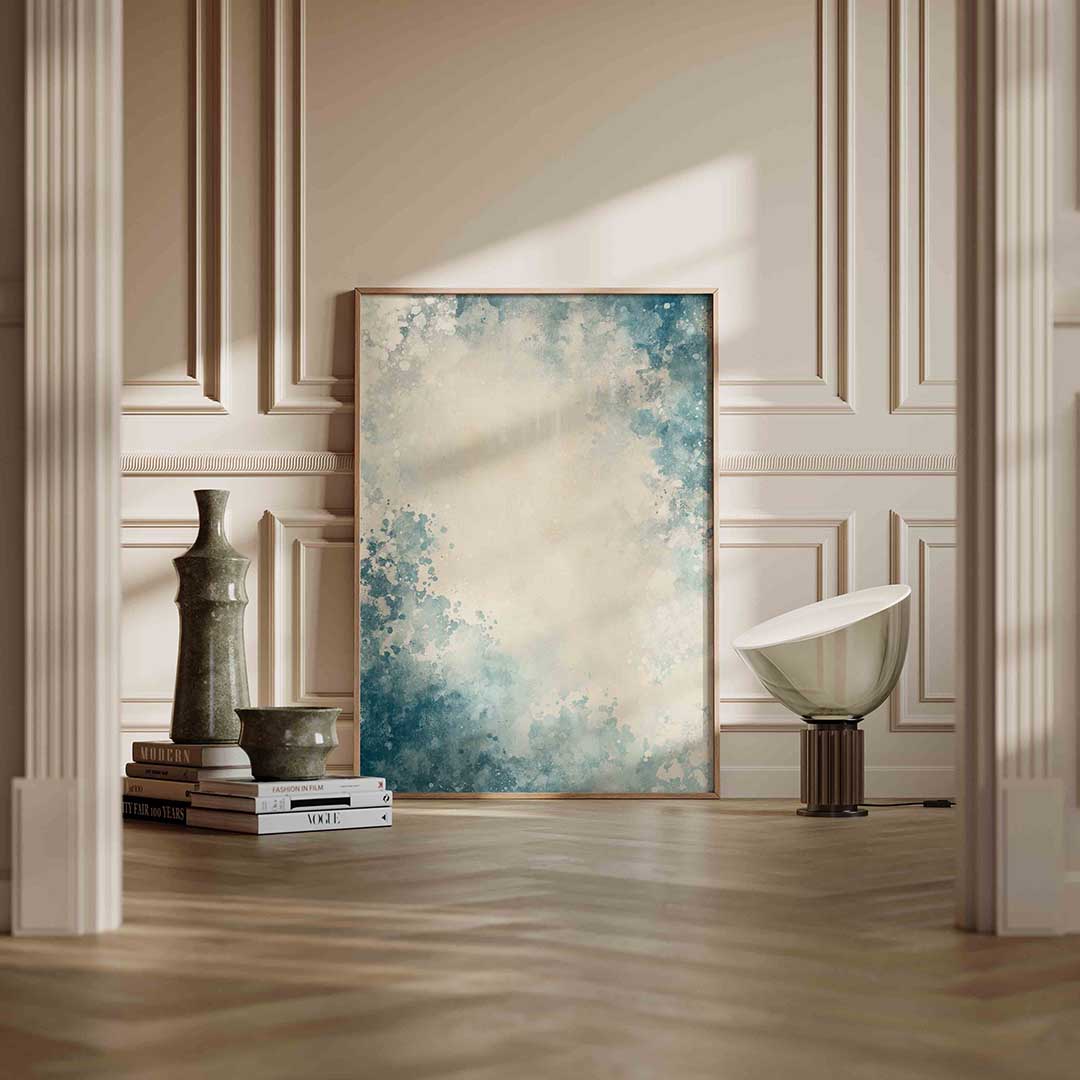 Abstracte blauwe spatten Poster