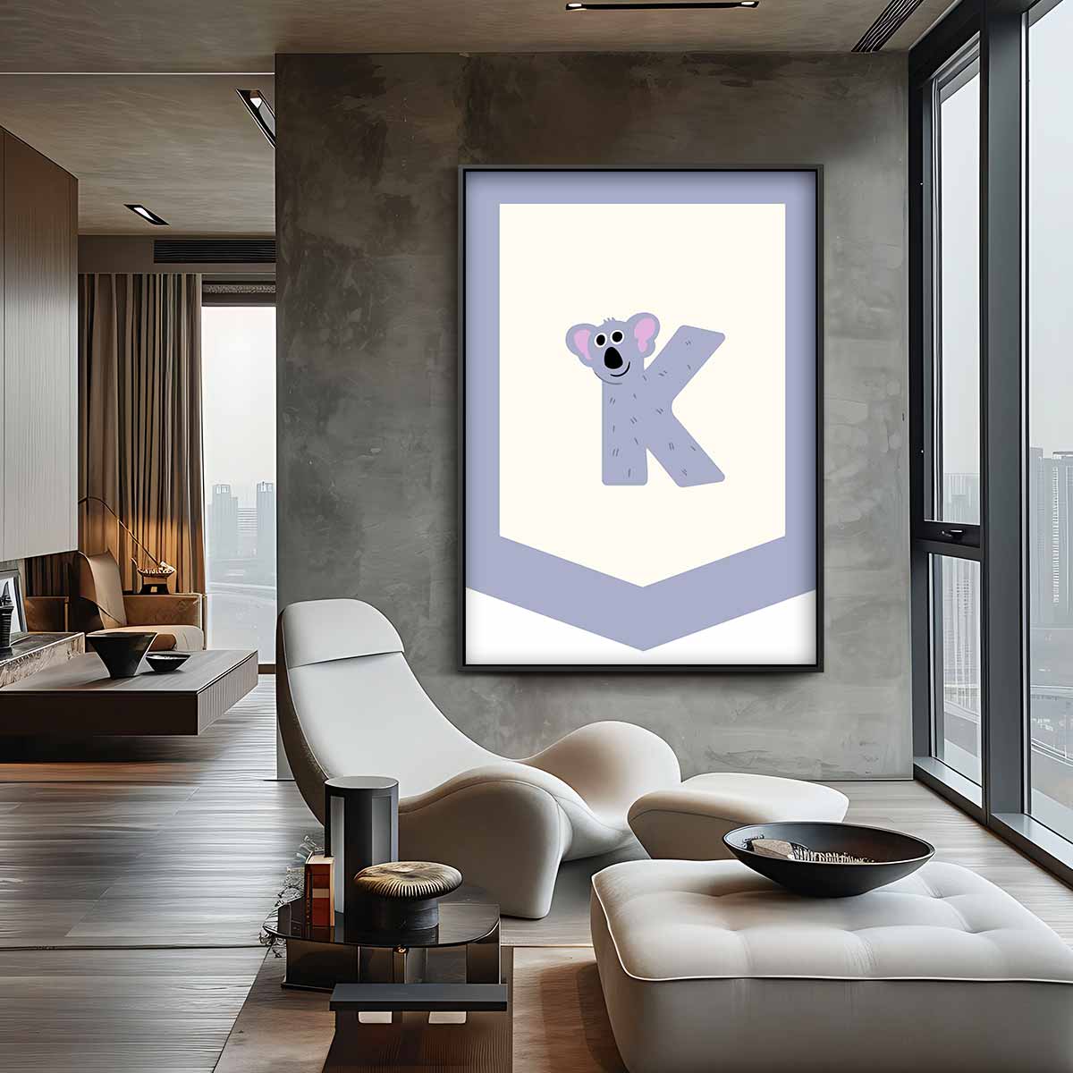 Alfabet Poster met Koala Illustratie Kunstwerk-canvas-dibond-plexiglas-wanddecoratie-WallArtistic