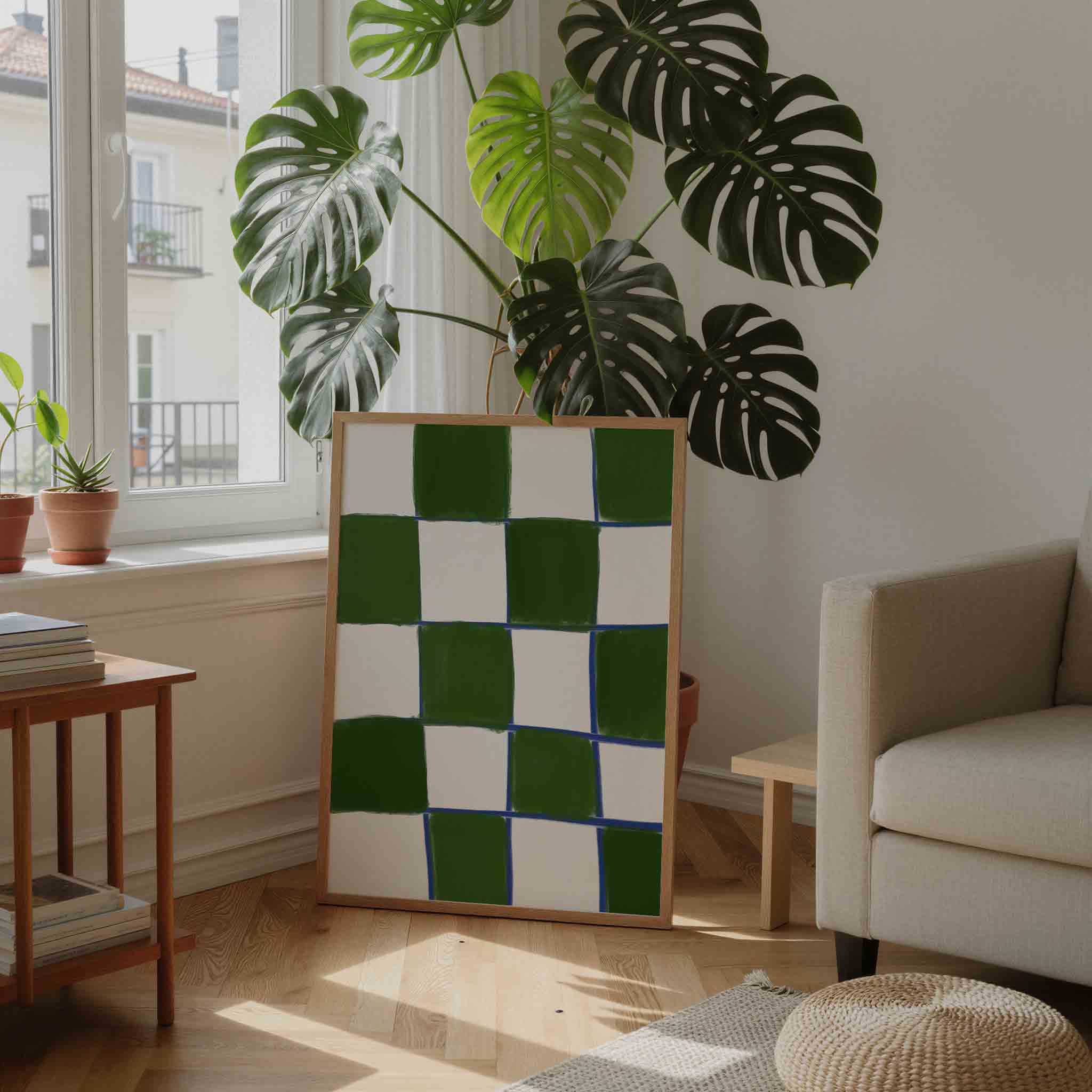 Groene en witte blokken Poster