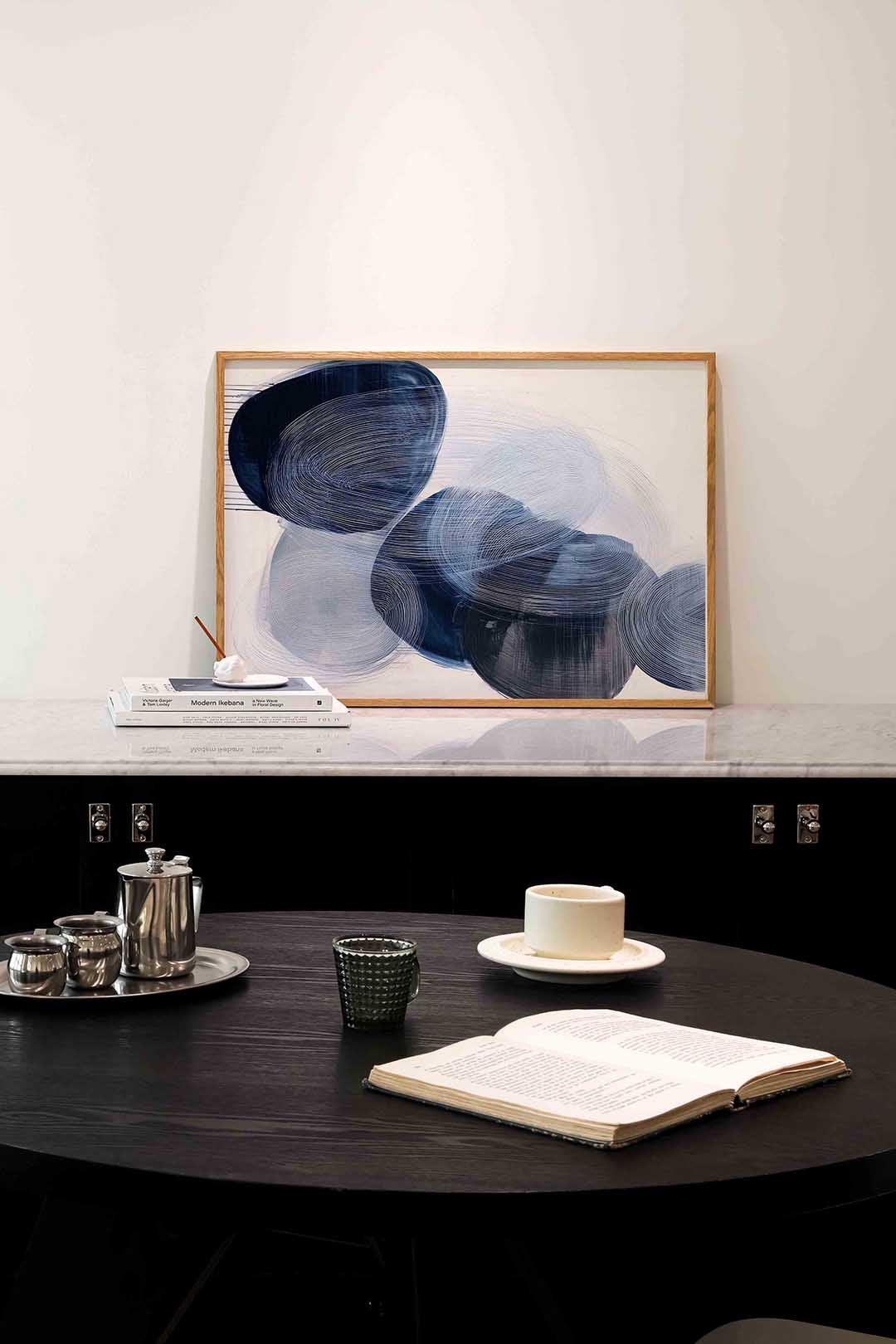 Abstracte blauwe vormen Poster