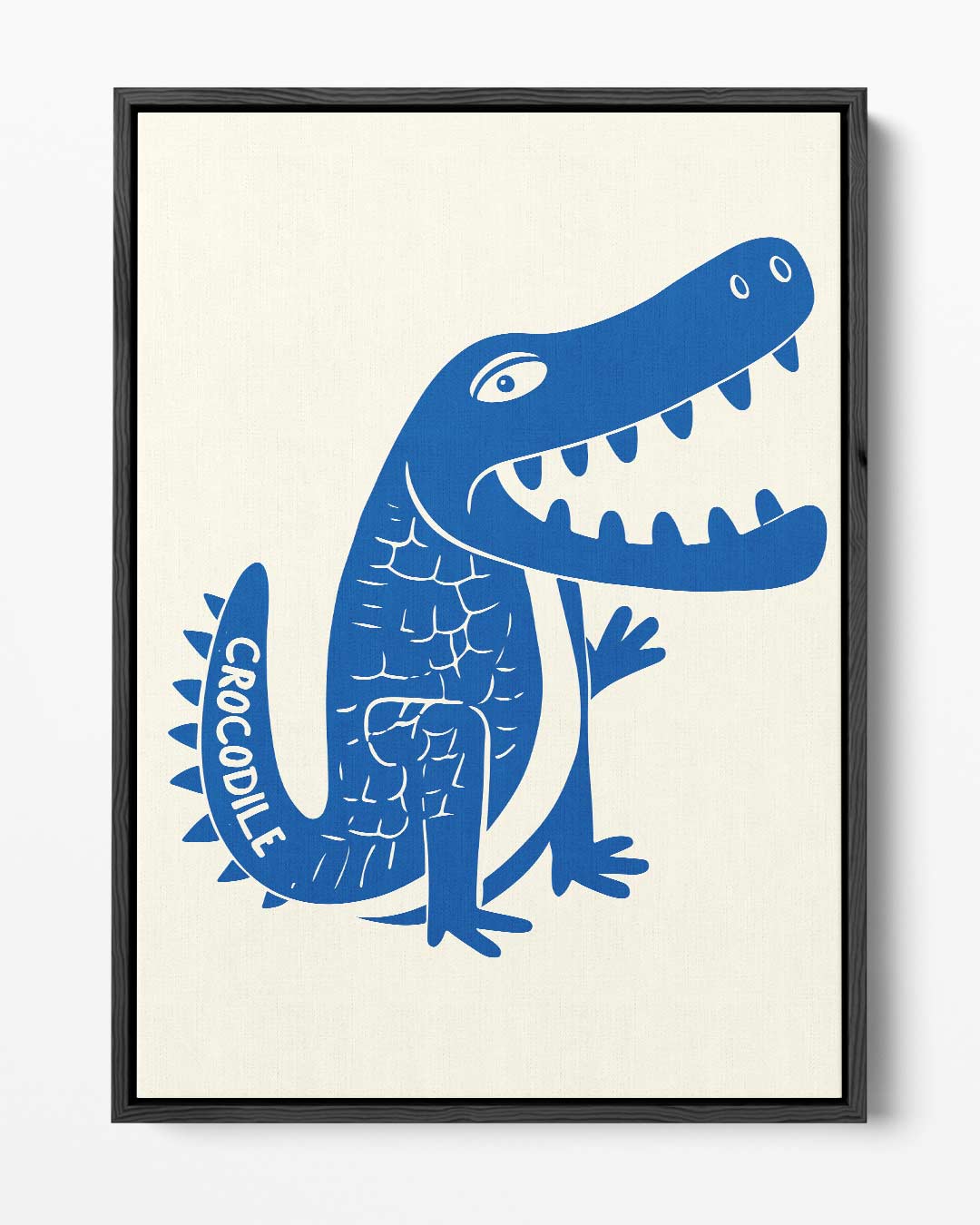 Speelse Blauwe Krokodil Illustratie Kunstwerk-canvas-dibond-plexiglas-wanddecoratie-WallArtistic