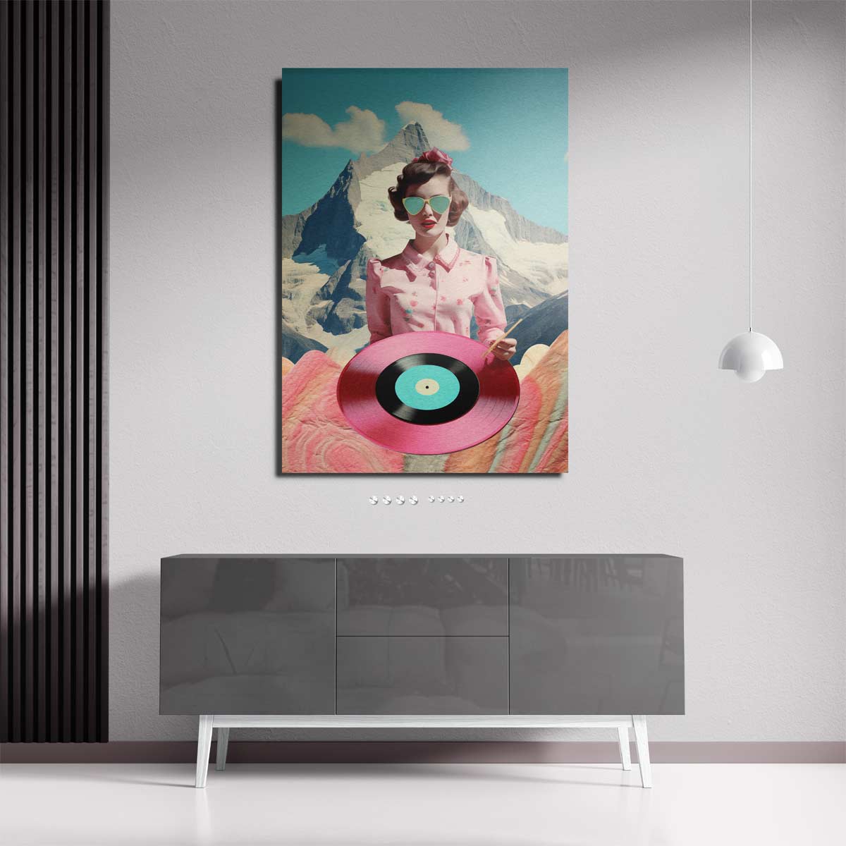 Retro Vinyl Bergen Kunstwerk-canvas-dibond-plexiglas-wanddecoratie-WallArtistic