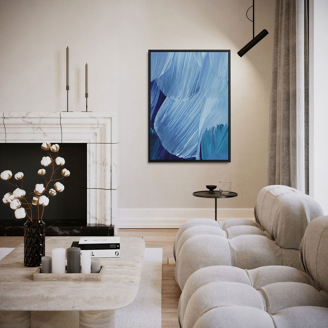 Dynamische blauwe borstels Kunstwerk