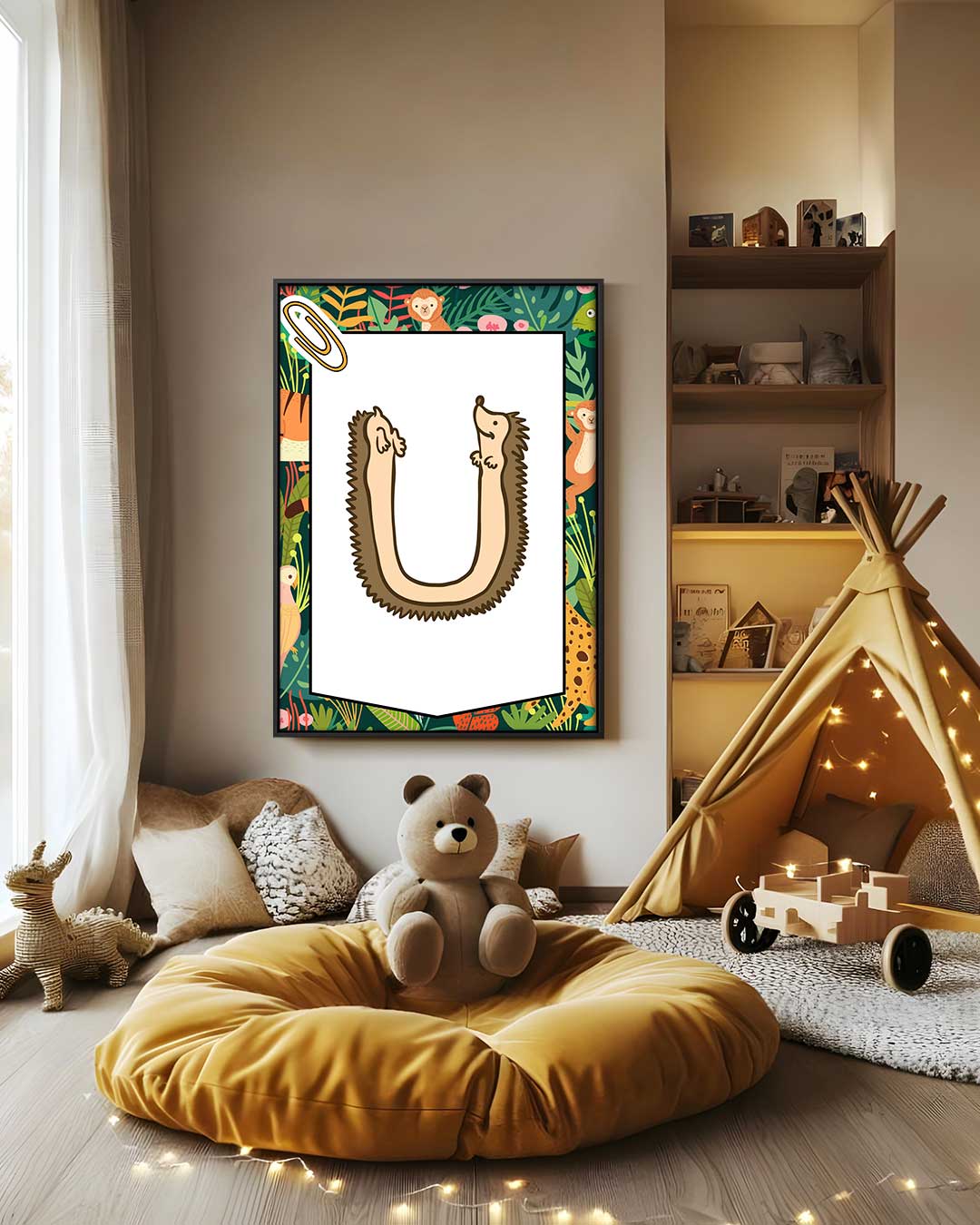 Twee schattige egels in een warm omarmingsontwerp Kunstwerk-canvas-dibond-plexiglas-wanddecoratie-WallArtistic