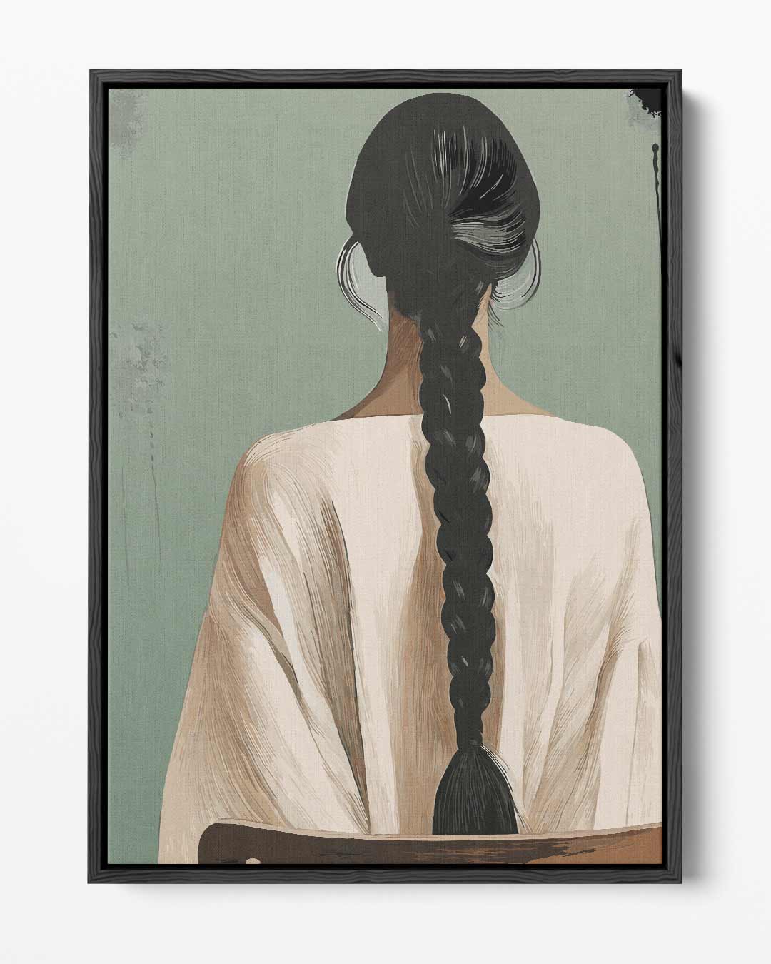 Vrouw met Vlecht Kunstwerk-canvas-dibond-plexiglas-wanddecoratie-WallArtistic
