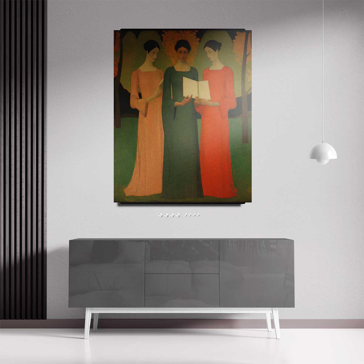 Vriendinnen in de Herfsttuin Kunstwerk-canvas-dibond-plexiglas-wanddecoratie-WallArtistic