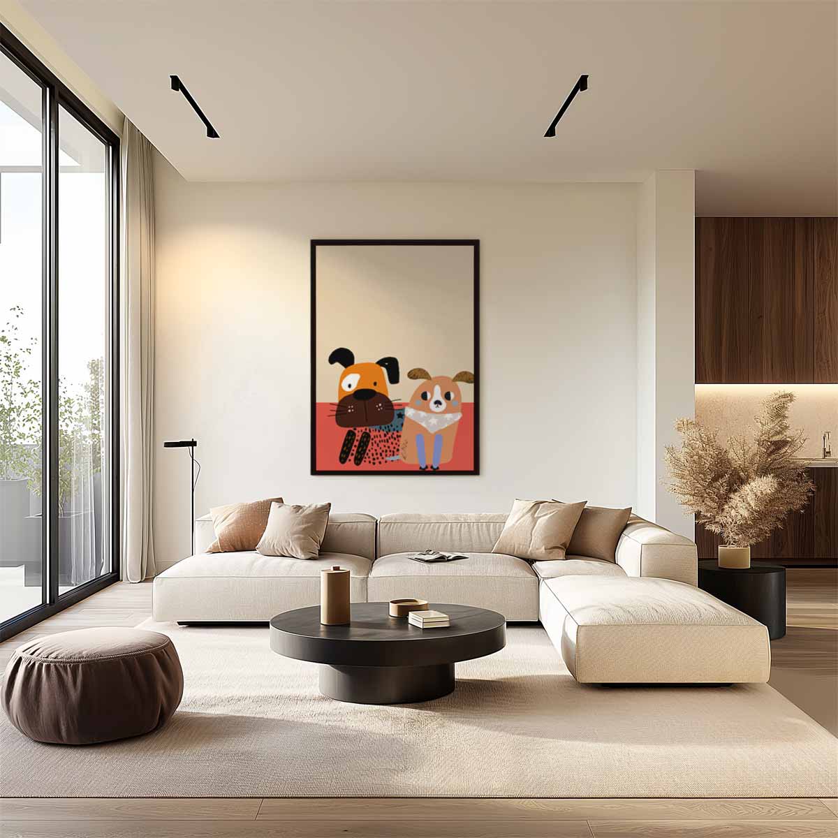 Vrolijk Hondenkunstwerk Kunstwerk-canvas-dibond-plexiglas-wanddecoratie-WallArtistic