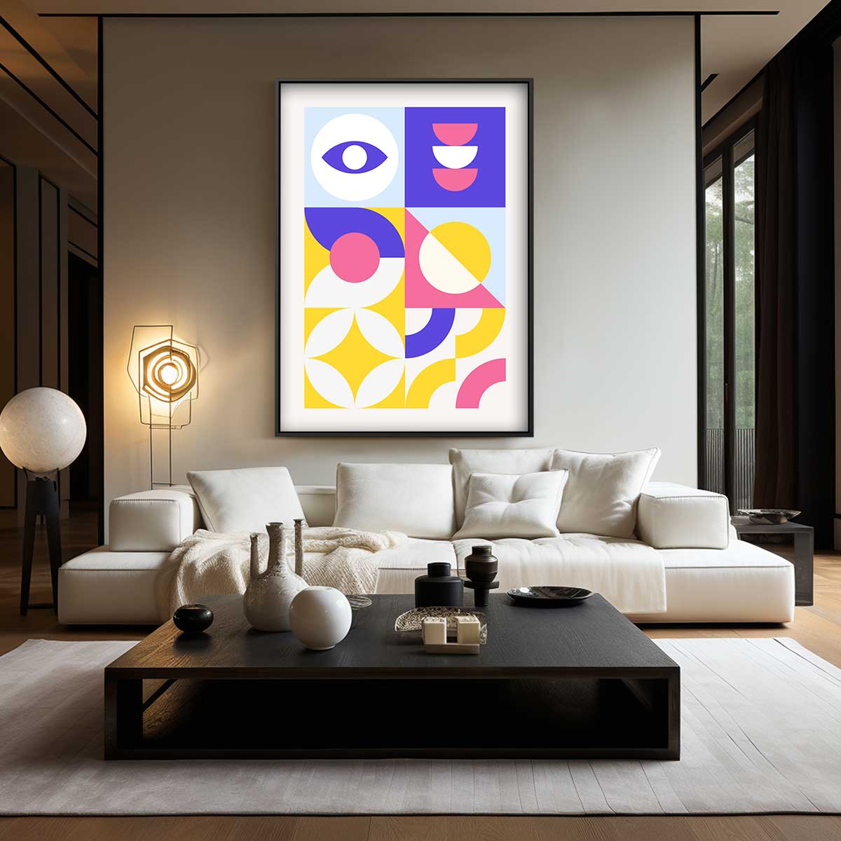 Kleurrijk Geometrisch Vreugde Kunstwerk-canvas-dibond-plexiglas-wanddecoratie-WallArtistic