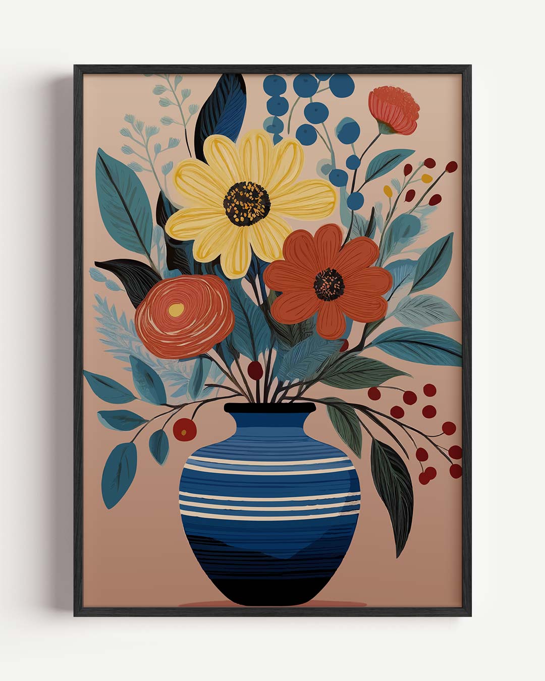 Bloemige Vaas Illustratie Poster