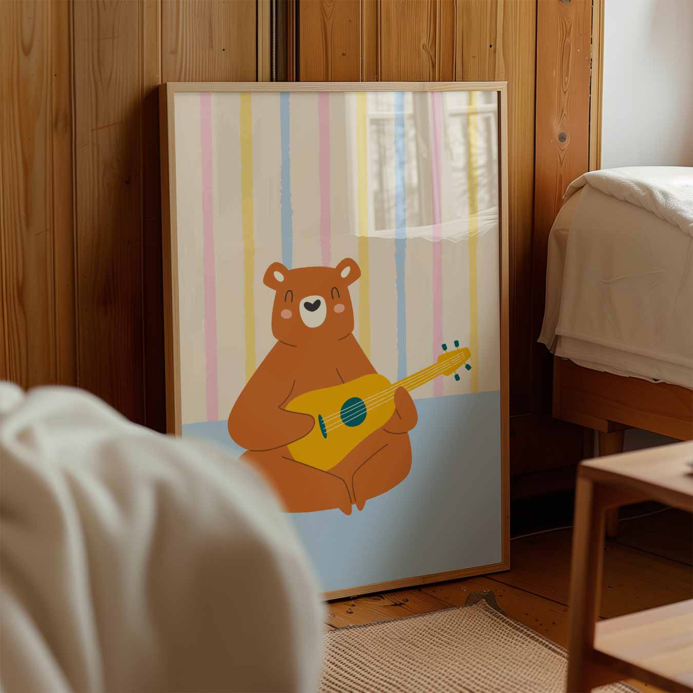 Vrolijke Beer Met Gitaar Poster