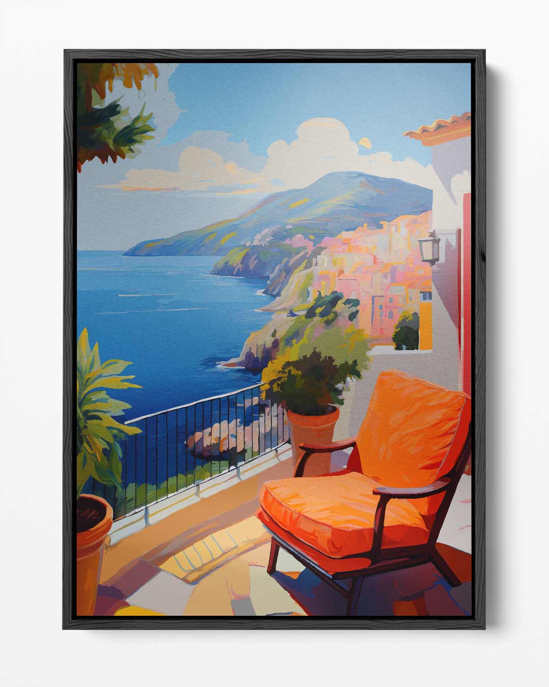 Zonovergoten Terras aan de Kust Kunstwerk-canvas-dibond-plexiglas-wanddecoratie-WallArtistic