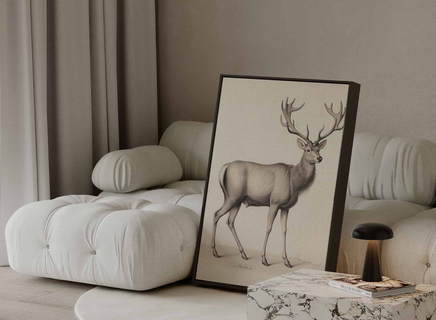 Elegante Hertenschets Kunstwerk-canvas-dibond-plexiglas-wanddecoratie-WallArtistic