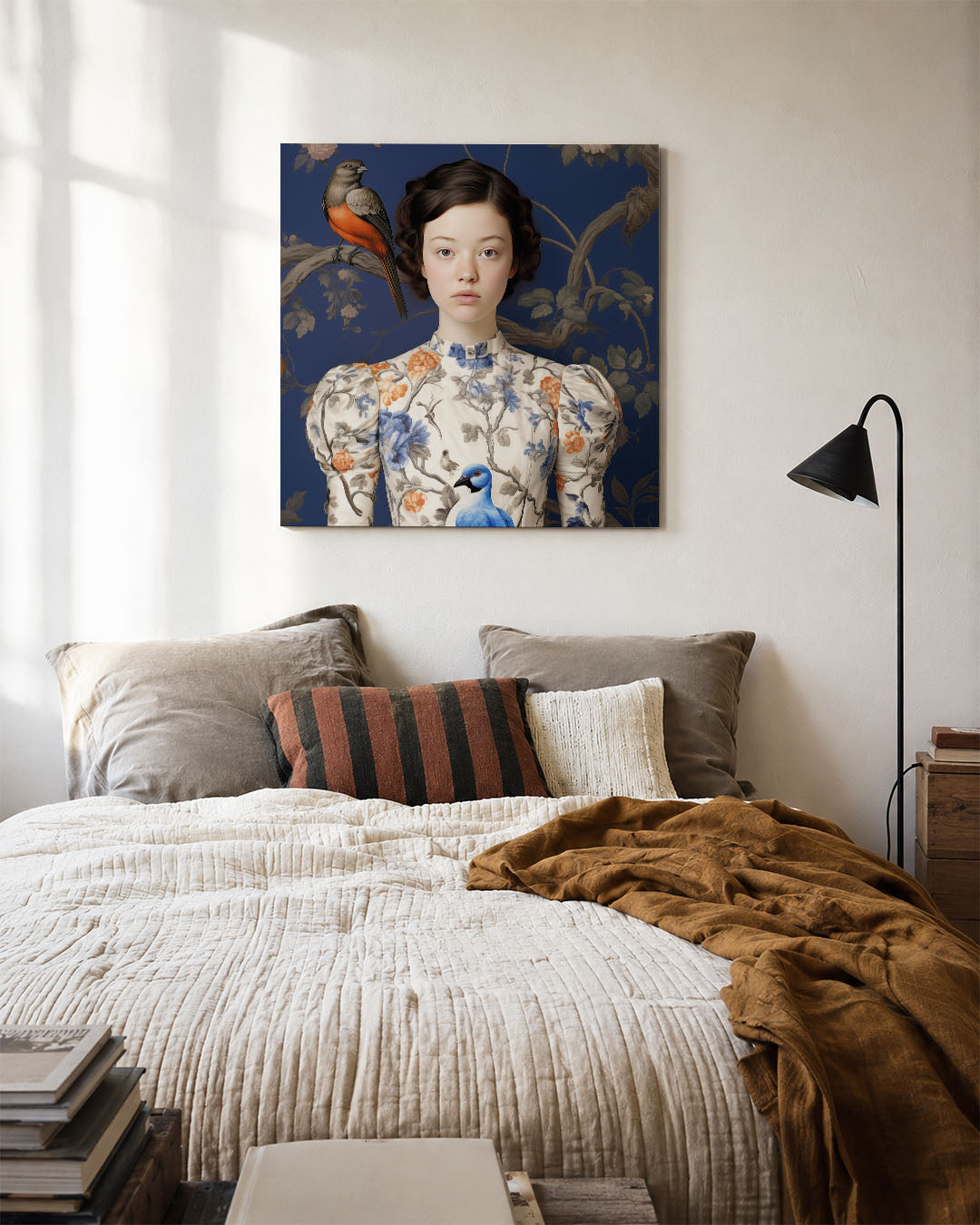 Vogels en bloemen portret Kunstwerk