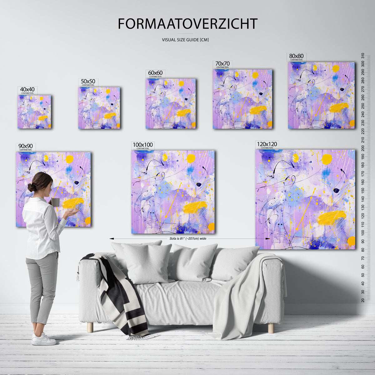 Abstracte paarse en gele Poster