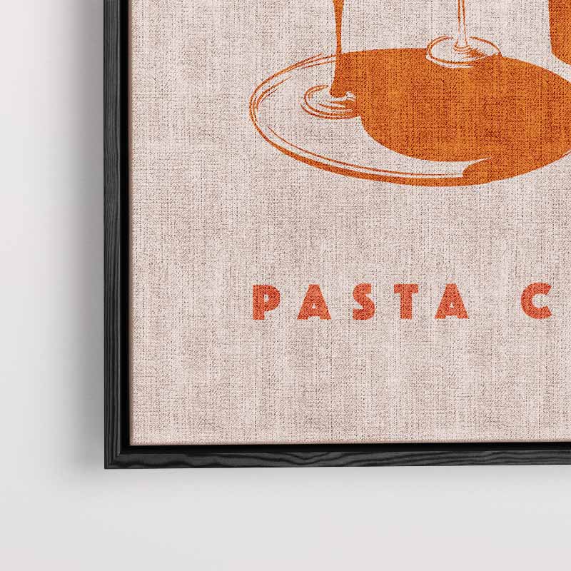 Wijn en Pasta Illustratie Kunstwerk-canvas-dibond-plexiglas-wanddecoratie-WallArtistic