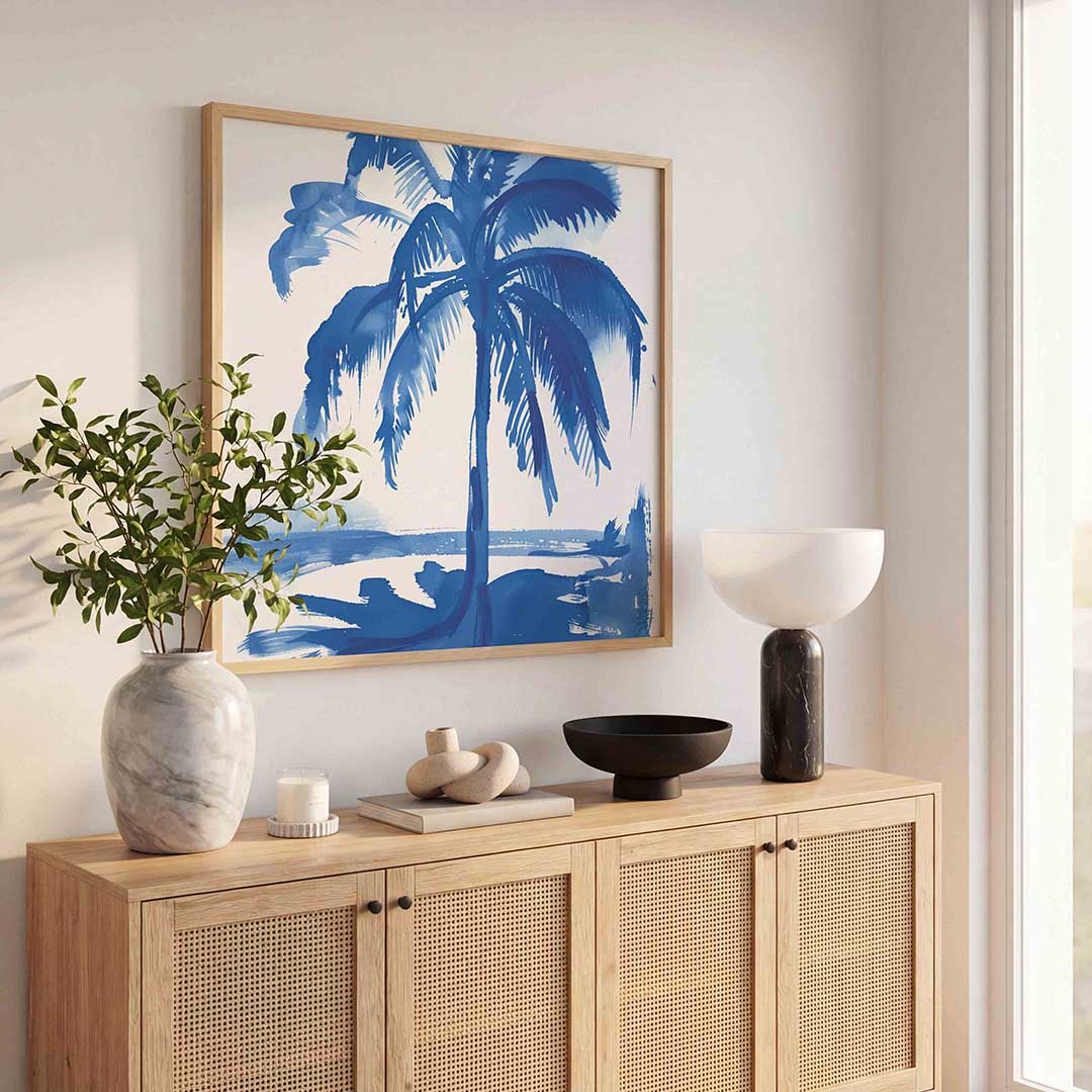 Palmboom aan zee Poster